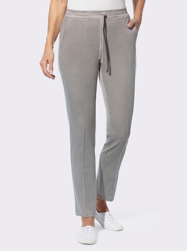 Comfortbroek - donkertaupe/ecru gedessineerd