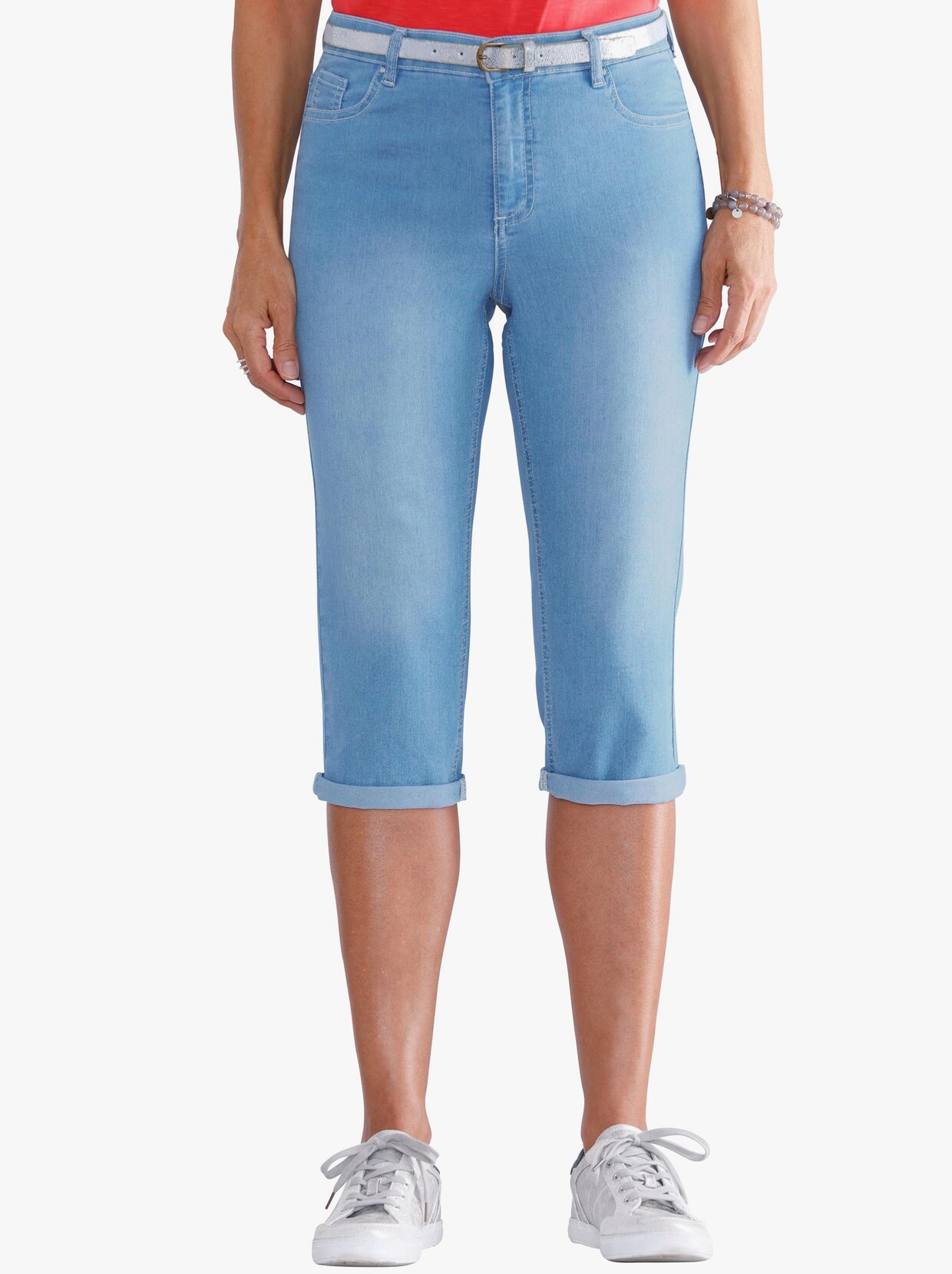 Capri kalhoty - bělená modrá