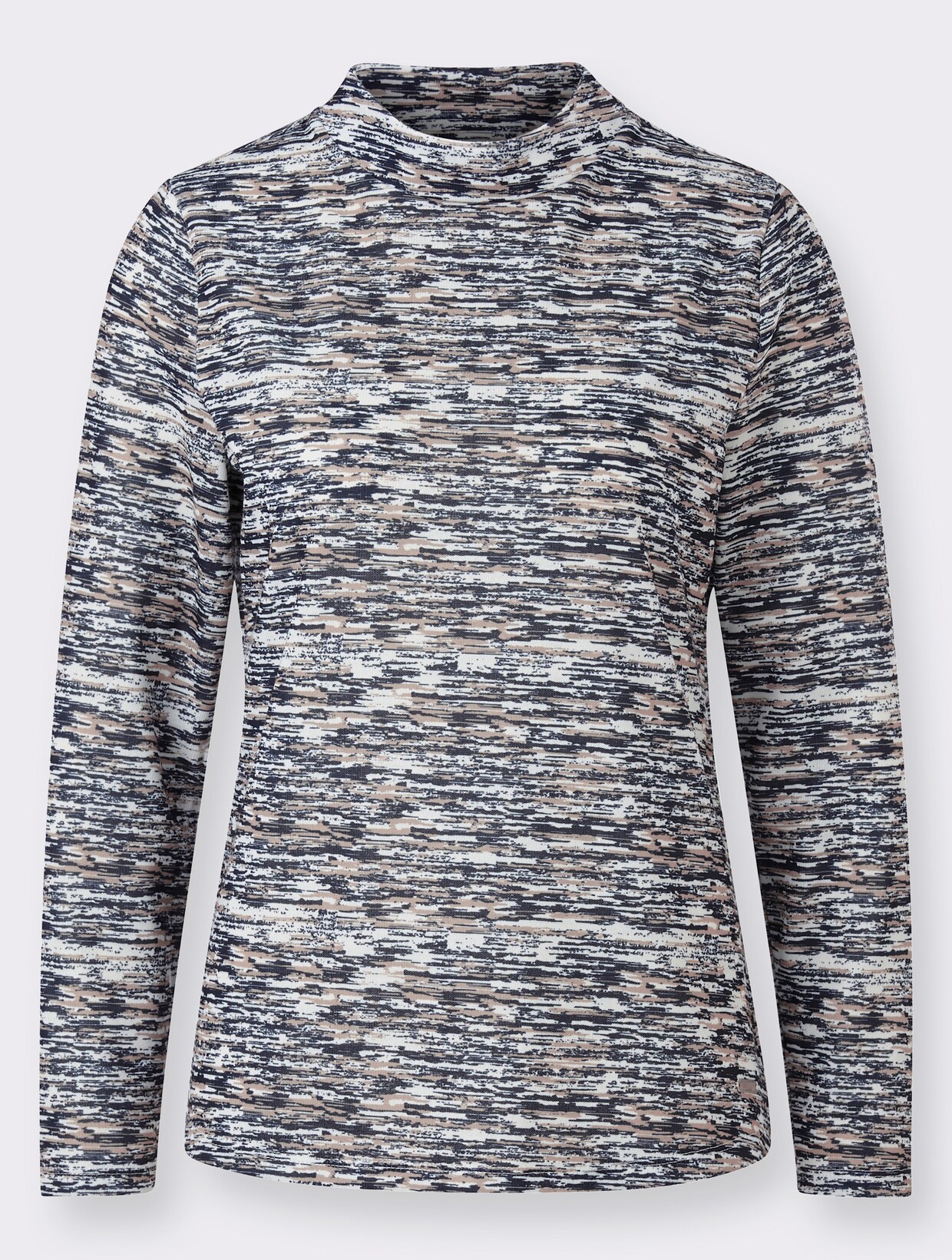 Shirt met opstaande kraag - marine/sesam bedrukt