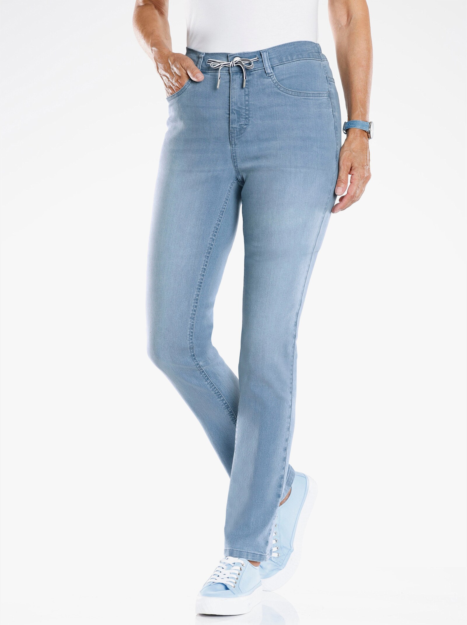 Jeans met comfortband opzij - blue-bleached