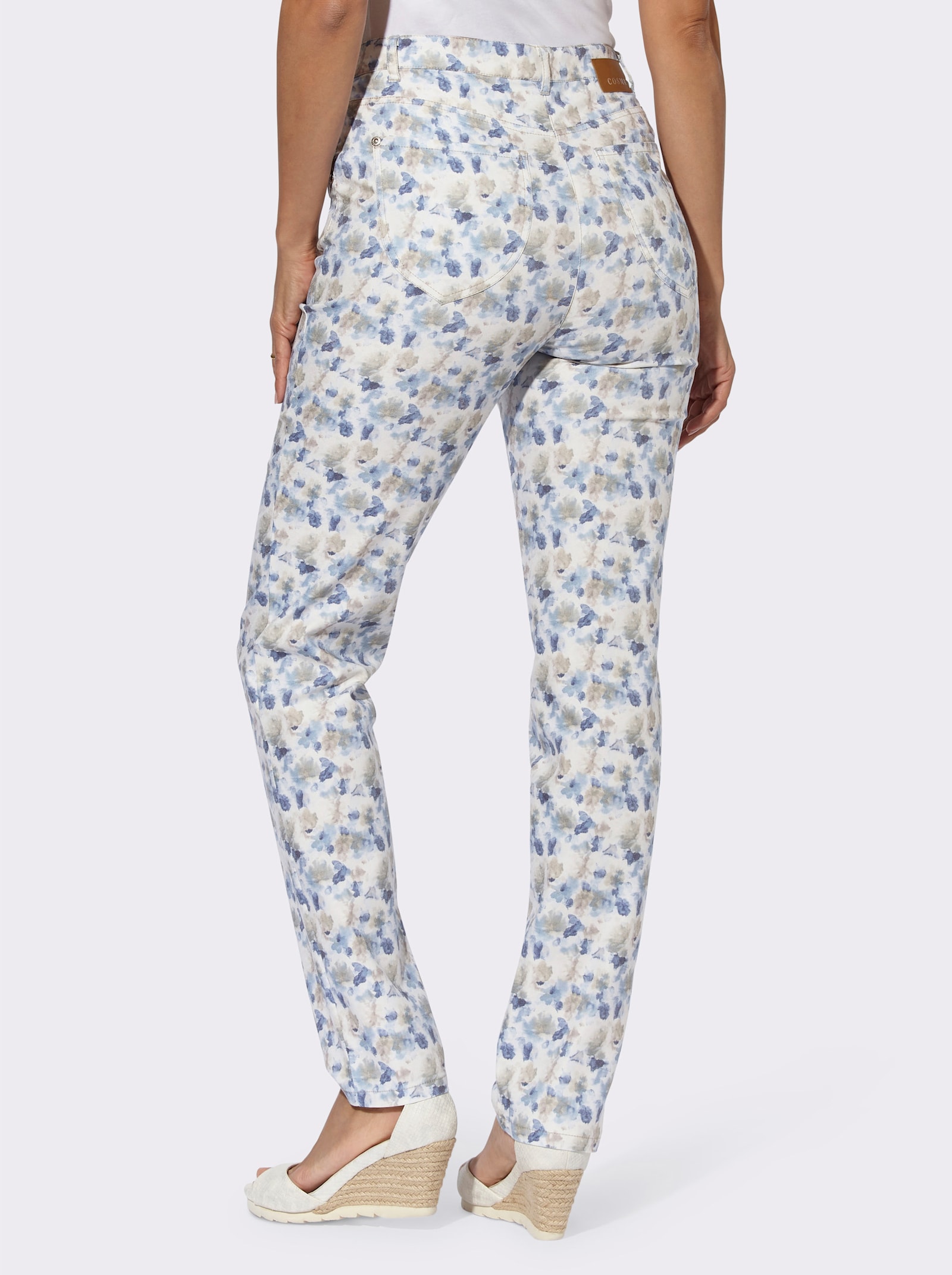 Cosma Druckhose in Twill-Qualität - bleu-ecru-bedruckt