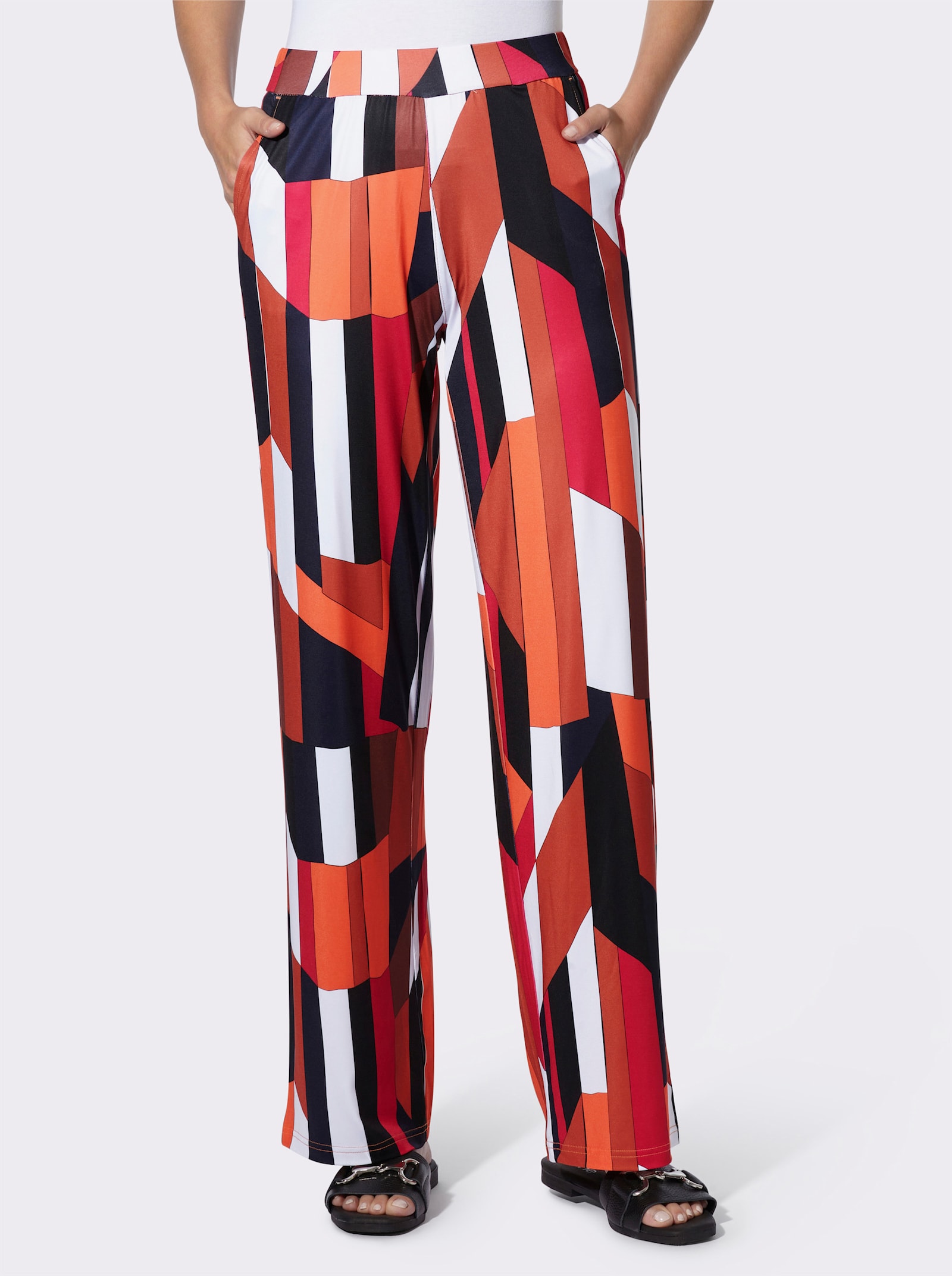 heine Pantalon imprimé - orange-marine imprimé