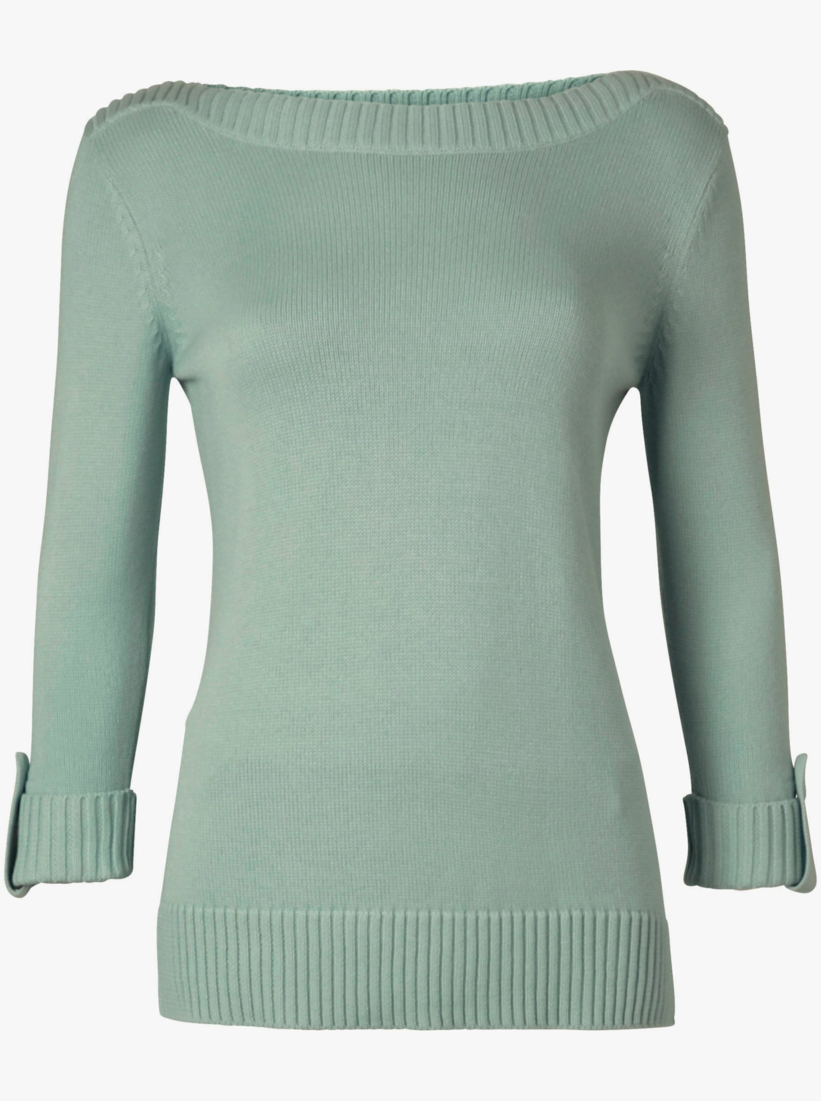 3/4 Arm-Pullover mit Zierriegel am Ärmel - kalkmint