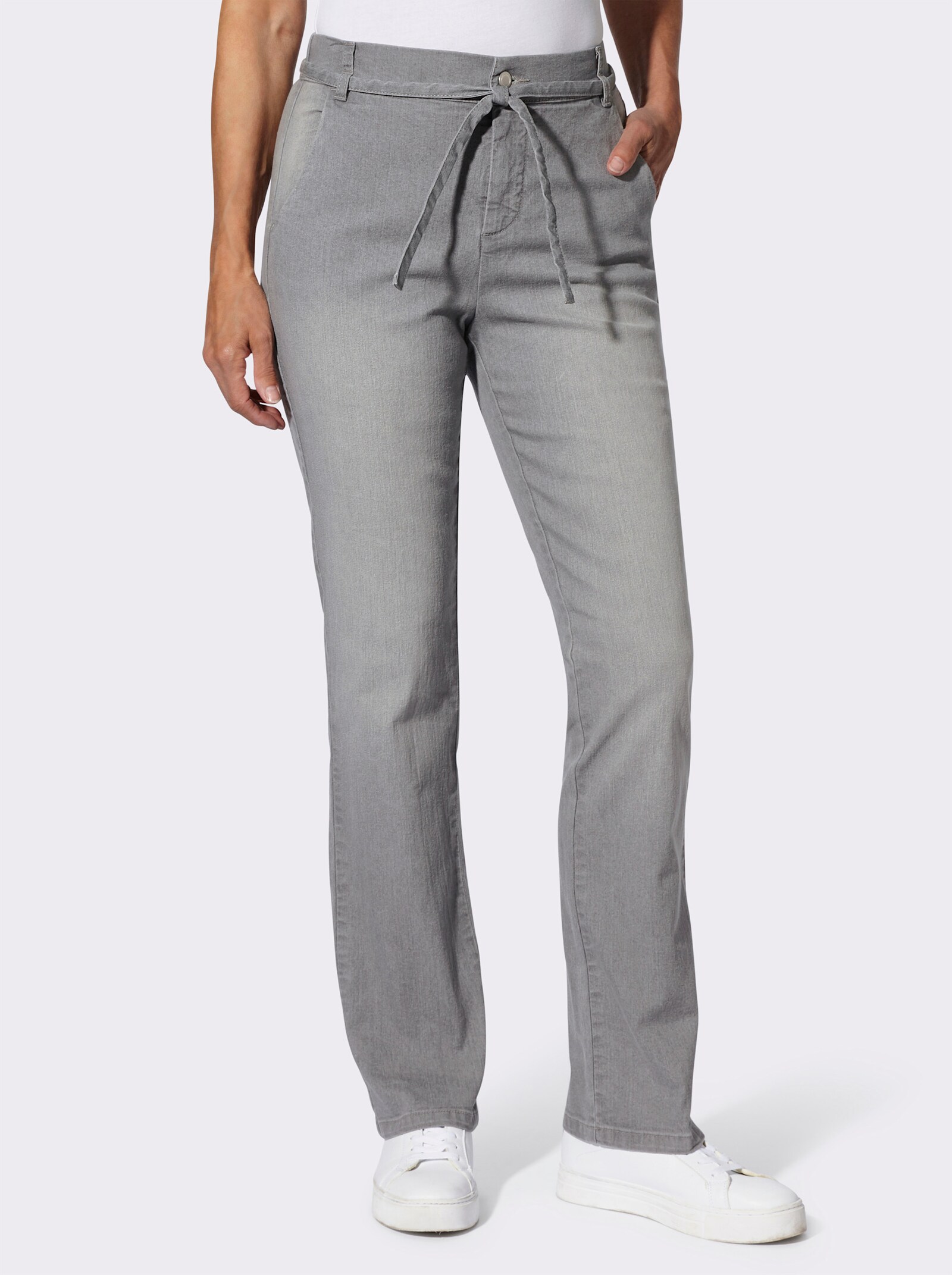 Club of Comfort Jeans mit Bindeband - light grey-denim