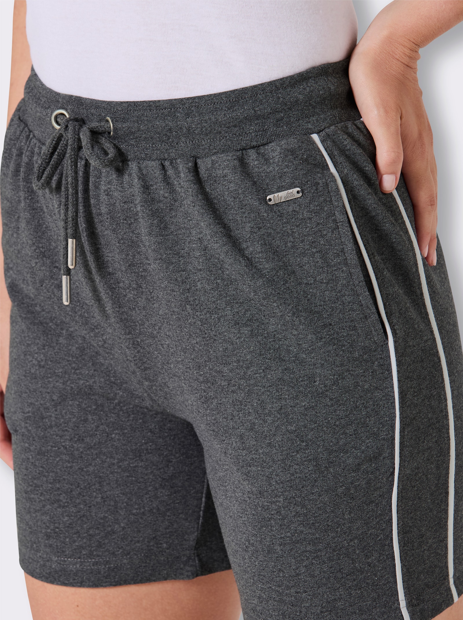 feel good Hose kurz - anthrazit-meliert-weiß