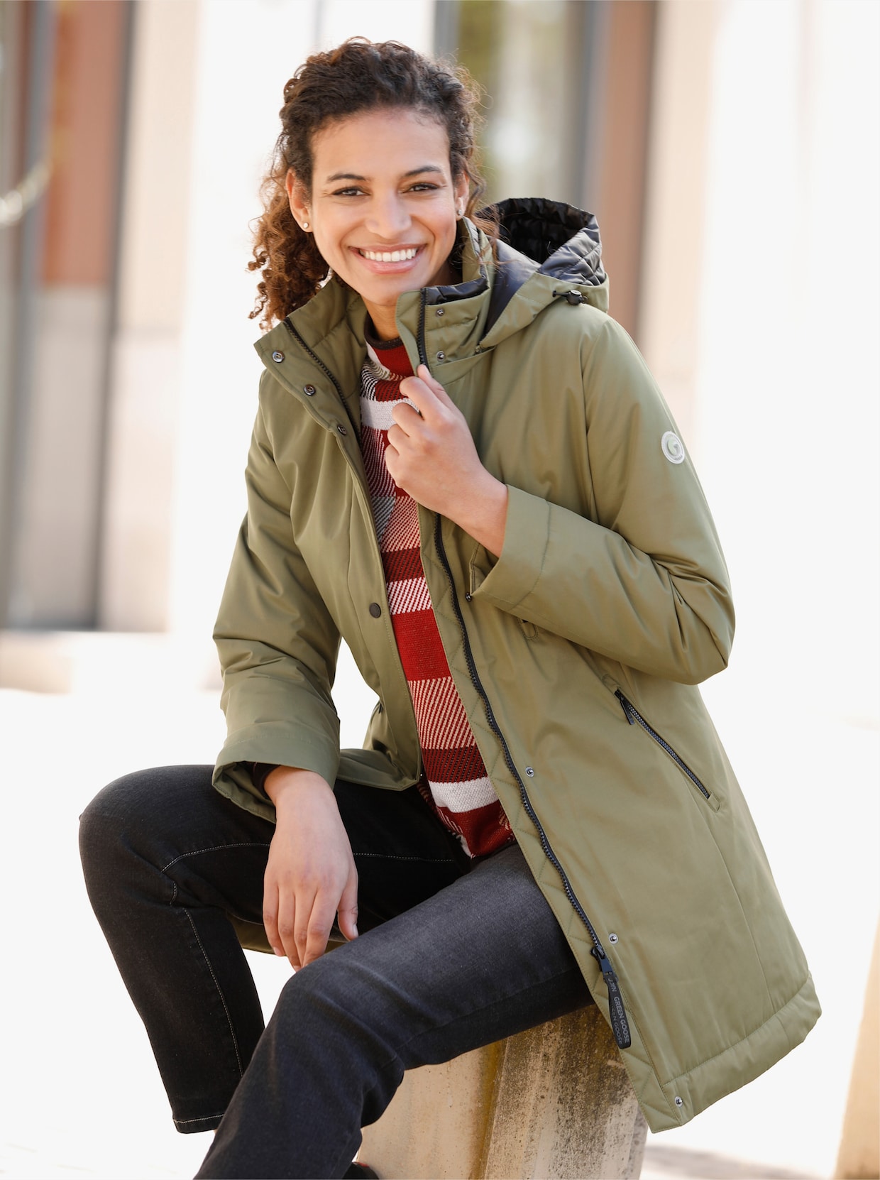 Green Goose Longjacke - oliv-schwarz