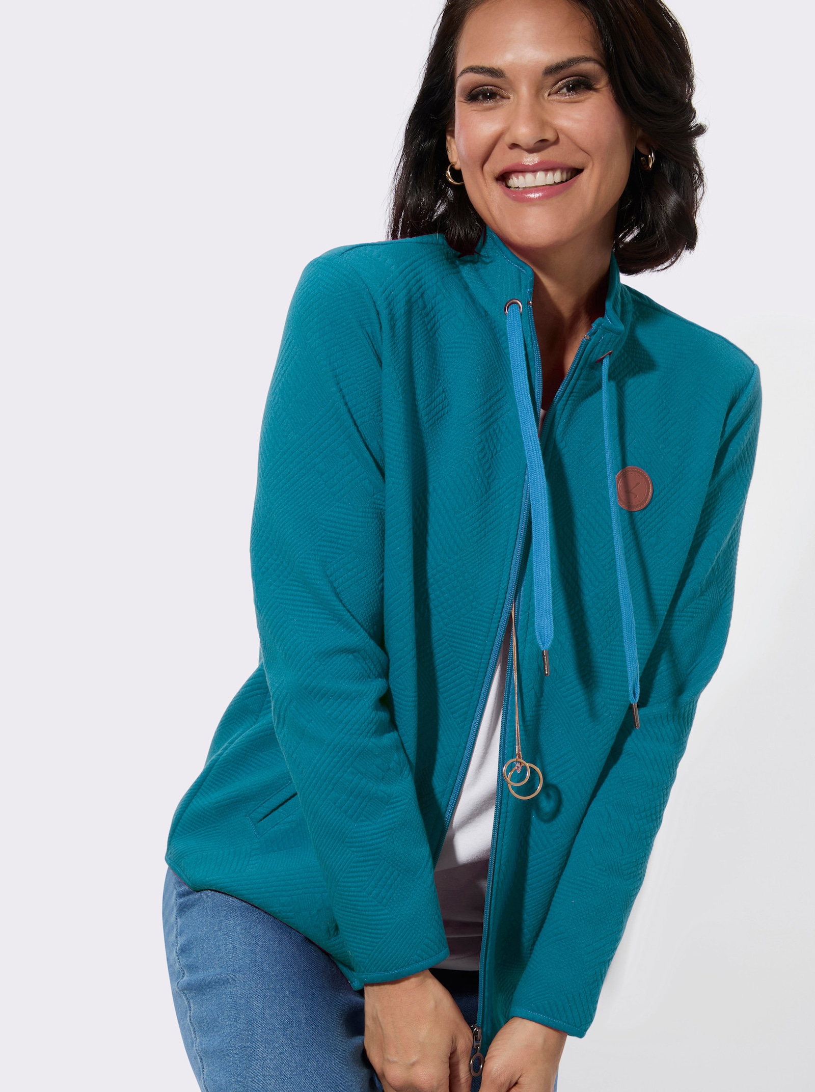 Shirtjacke im Jacquard-Mustermix - aquapetrol