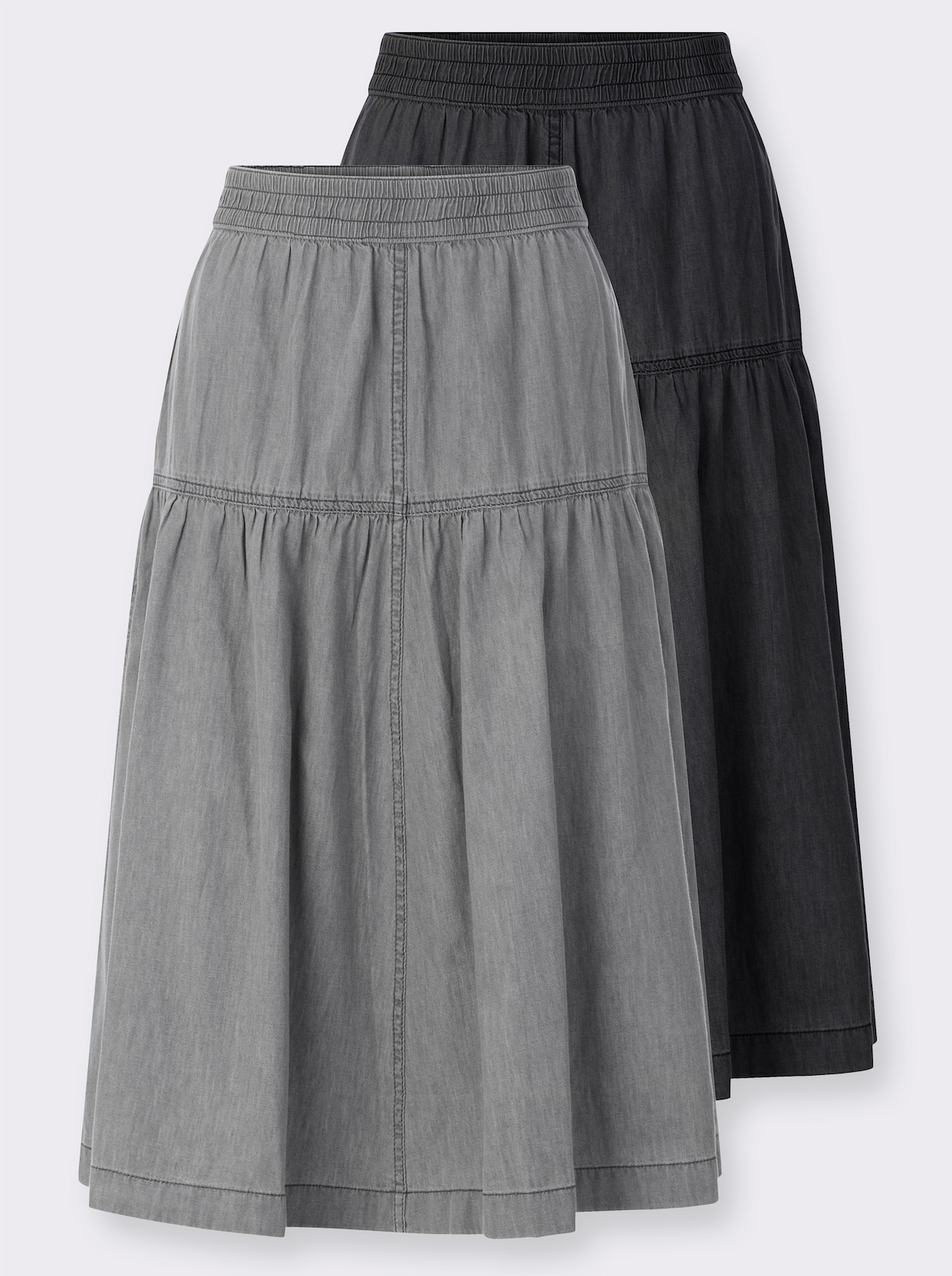 Jeansrock - light grey-denim + graphit-denim