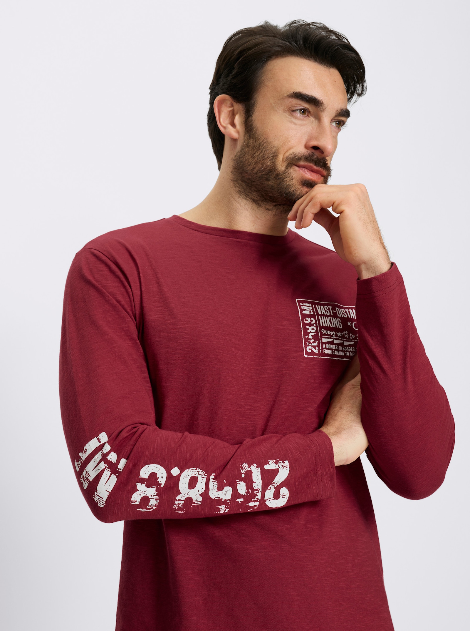 Catamaran Langarmshirt mit platziertem Druck - kirsche-bedruckt