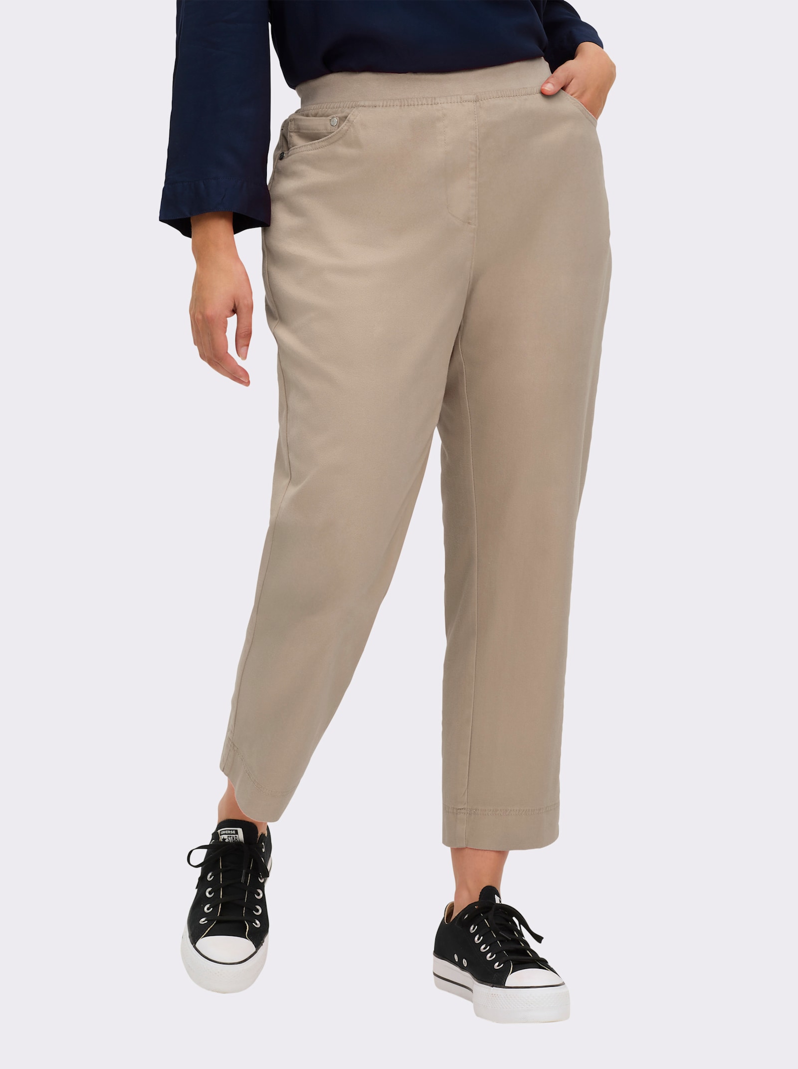 7/8-Jeans mit Jersey-Bund in softer Qualität - beige