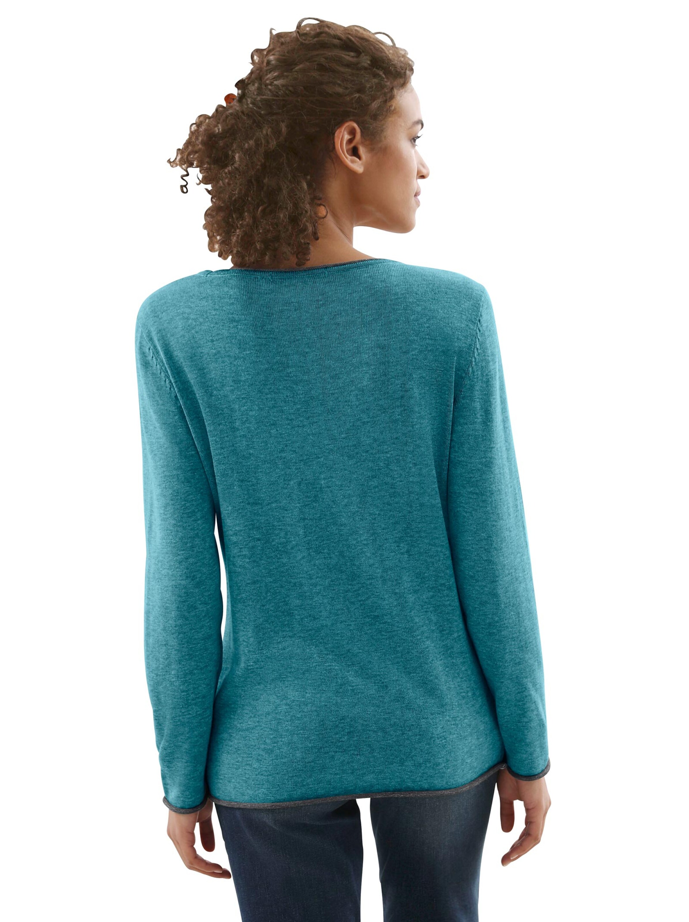 Collection L Pullover - petrol-meliert