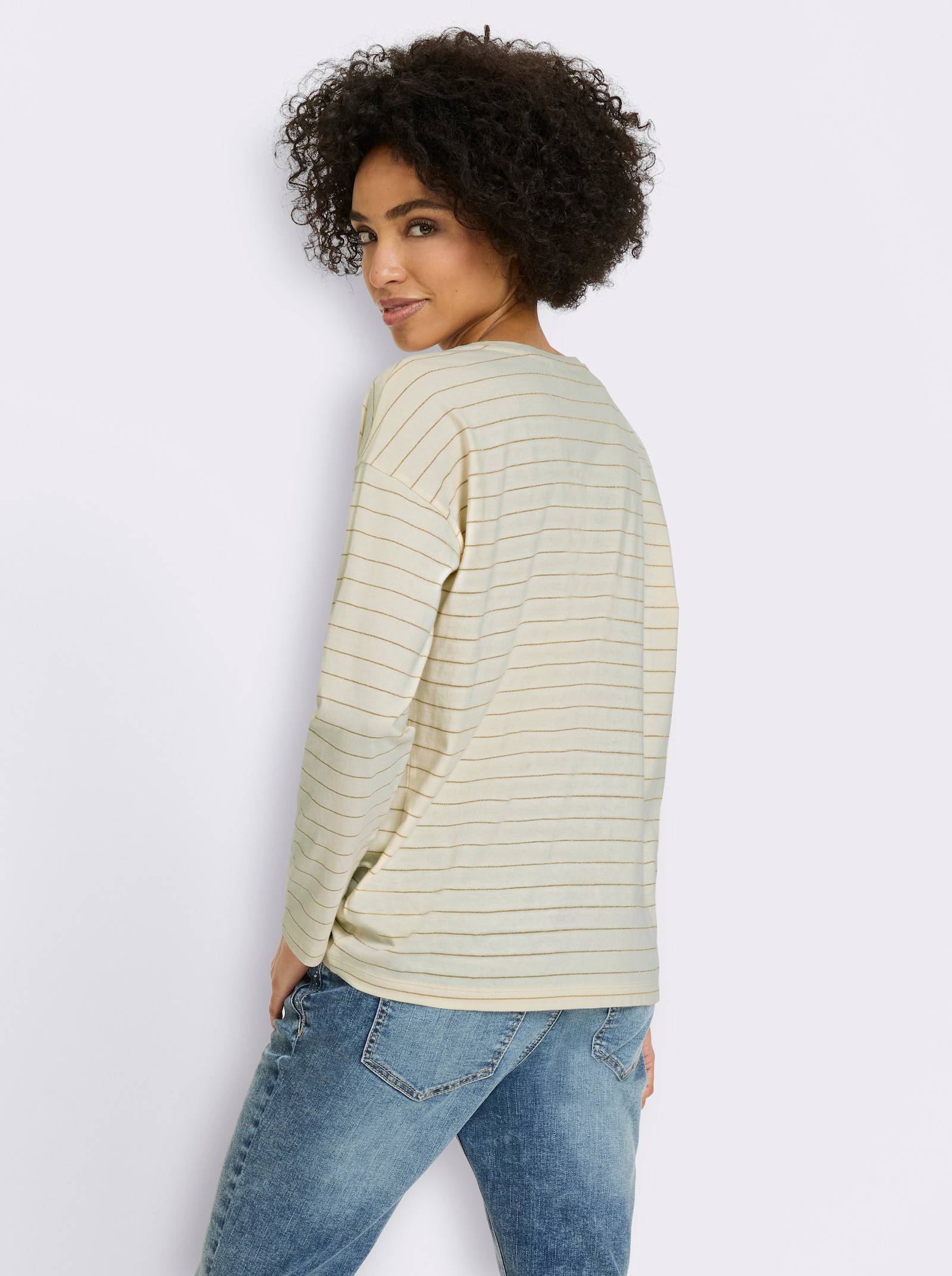 heine Ringelshirt mit Effektgarn - champagner-goldfarben-geringelt