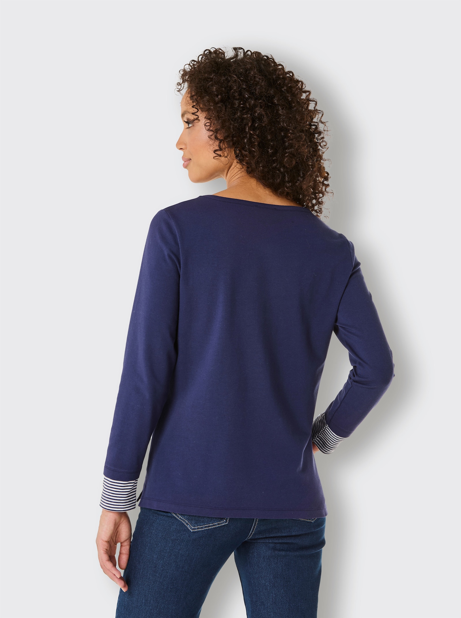 CREATION L PREMIUM Langarmshirt im Lagen-Look - marine