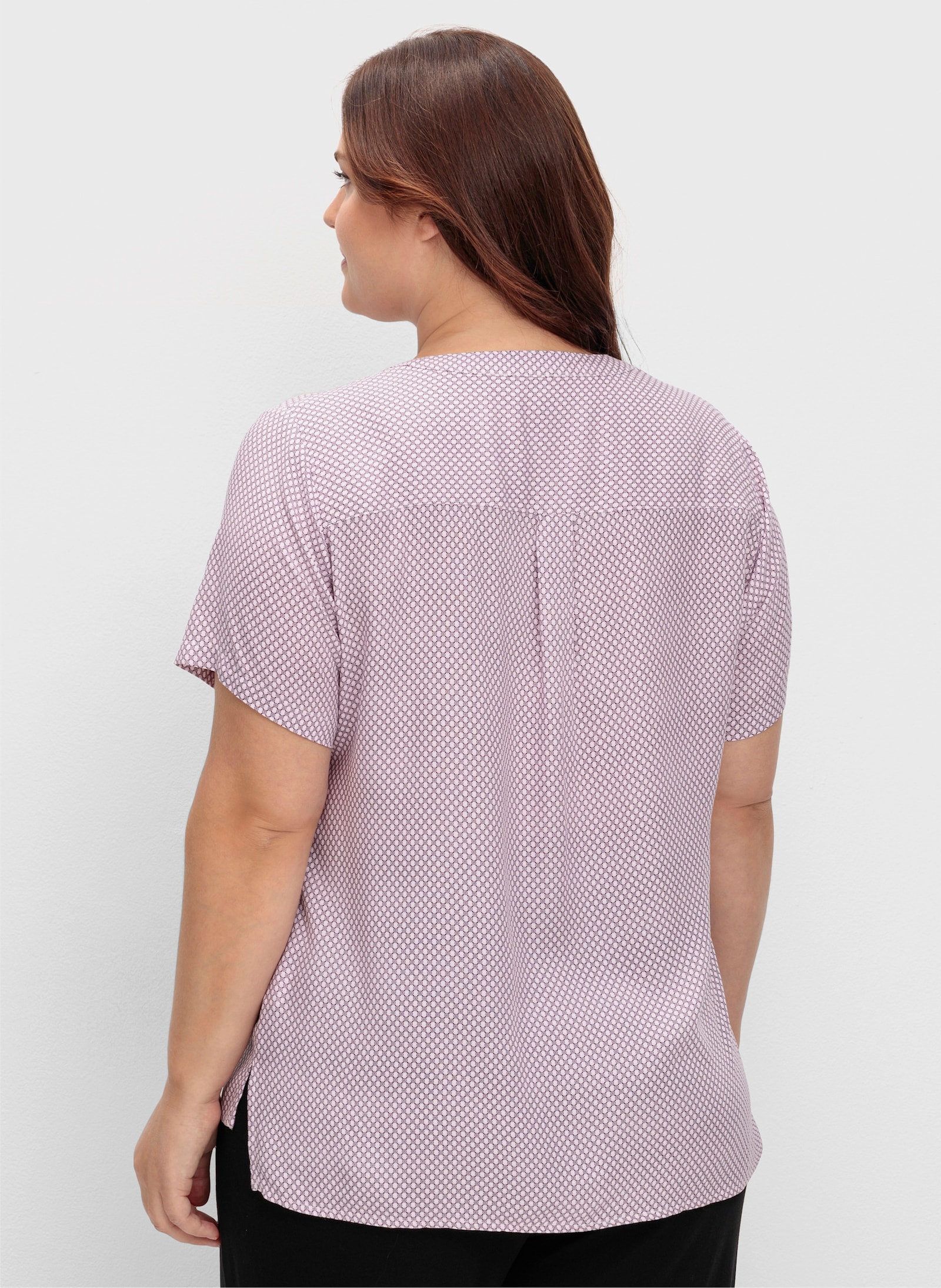 Schlupfbluse im Minimaldessin, aus Viskose - hortensie-beere-bedruckt