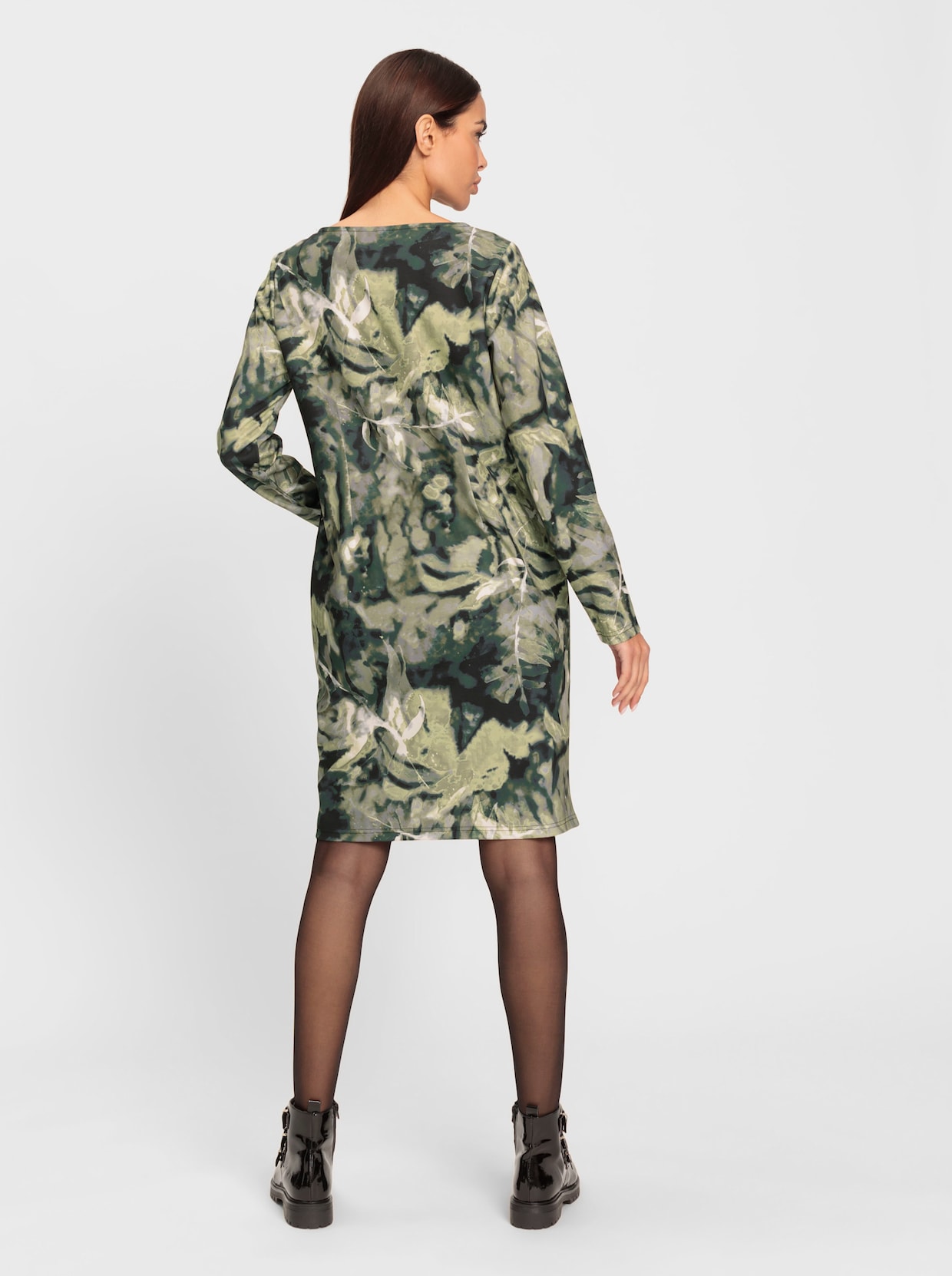 heine Jersey jurk - kaki/lindegroen bedrukt