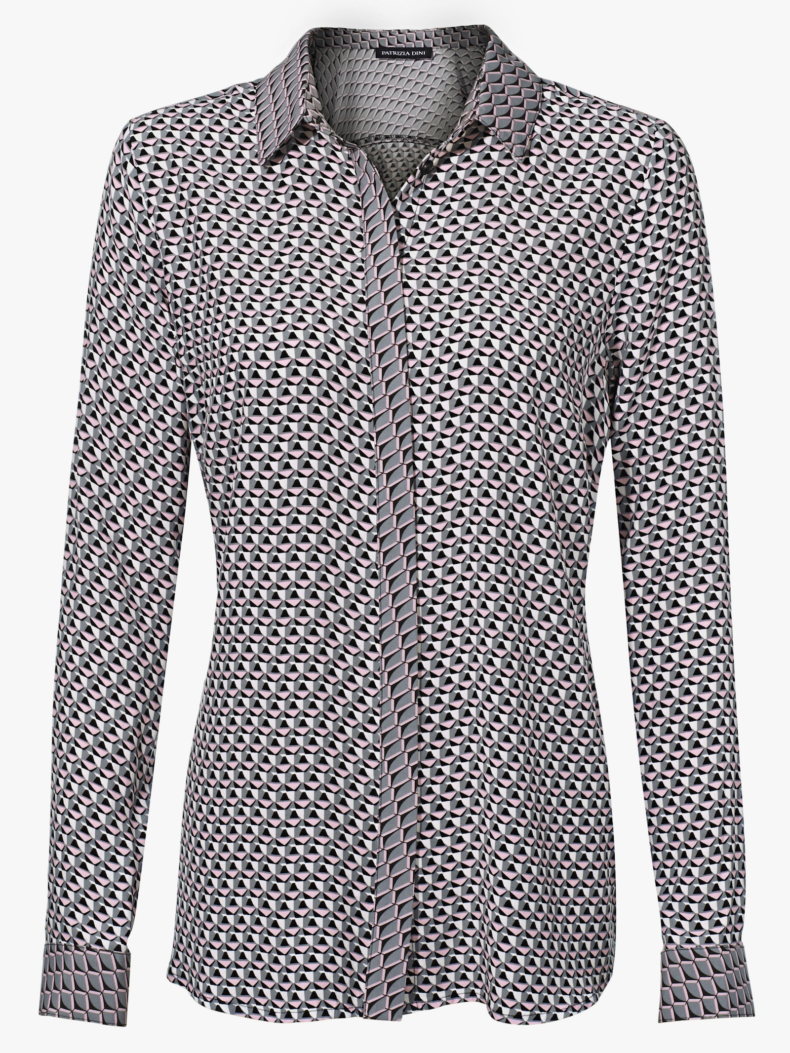 heine Hemdbluse im Minimal-Dessin - grau-rosé