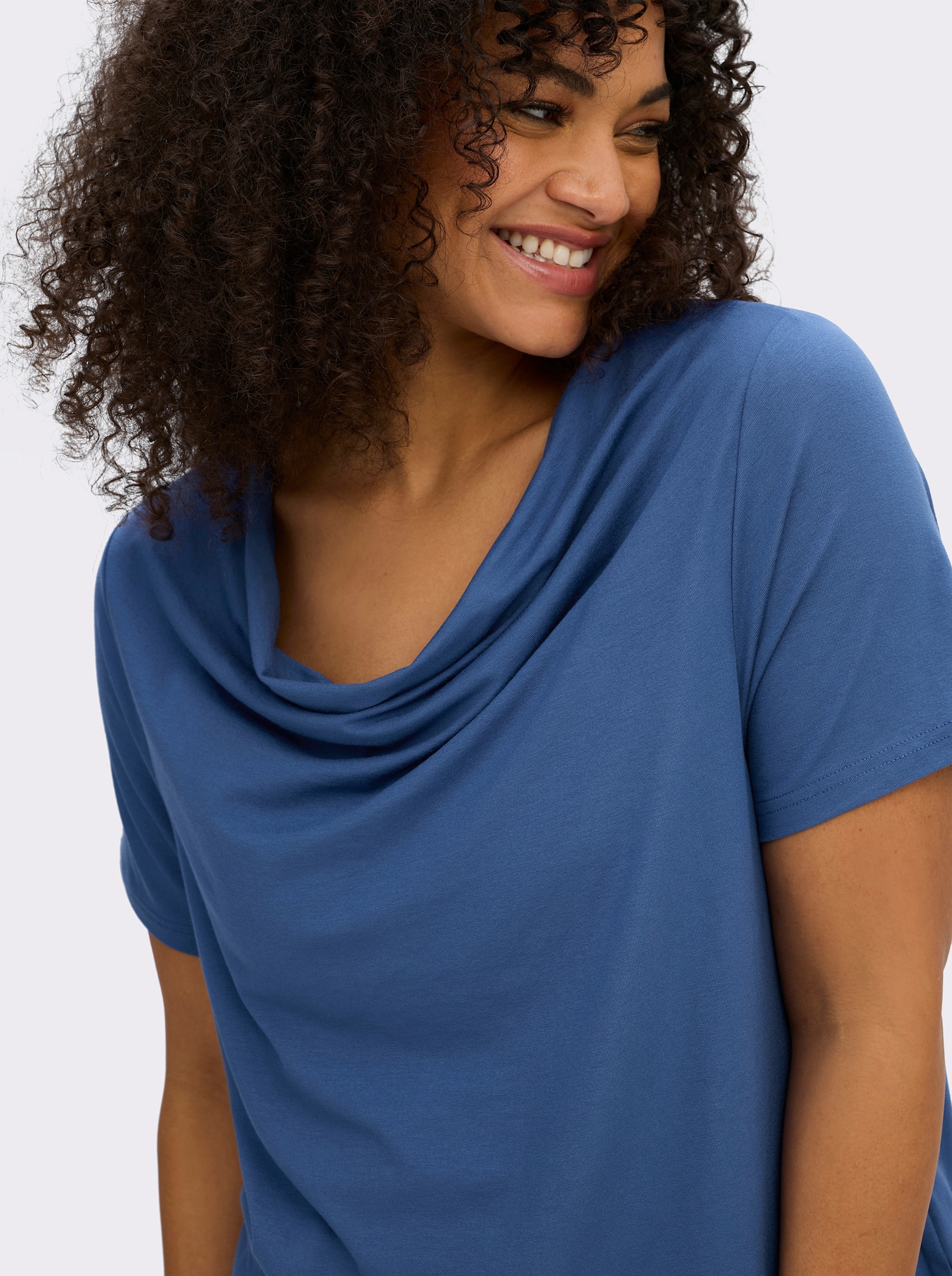 Wasserfallshirt mit kurzen Ärmeln - royalblau