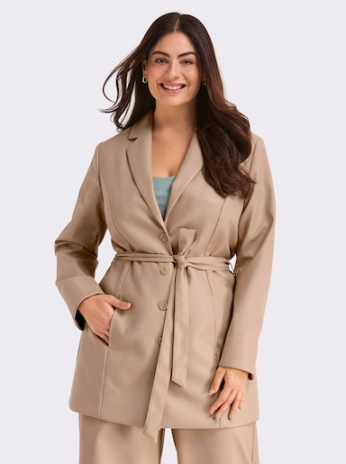 sheego Longjacke aus Lederimitat - beige