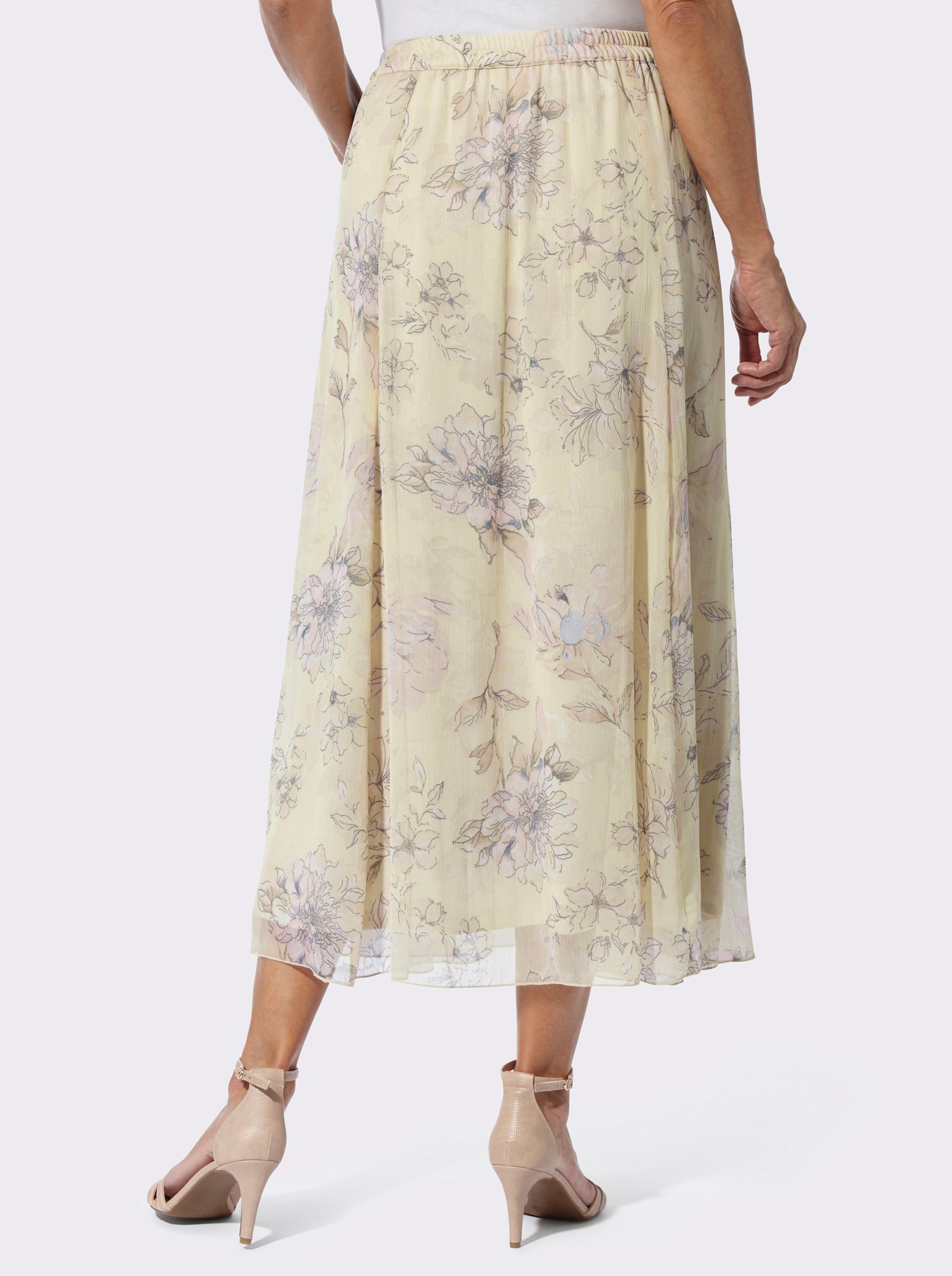 Schlupfrock in Chiffon-Qualität - sand-hortensie-bedruckt