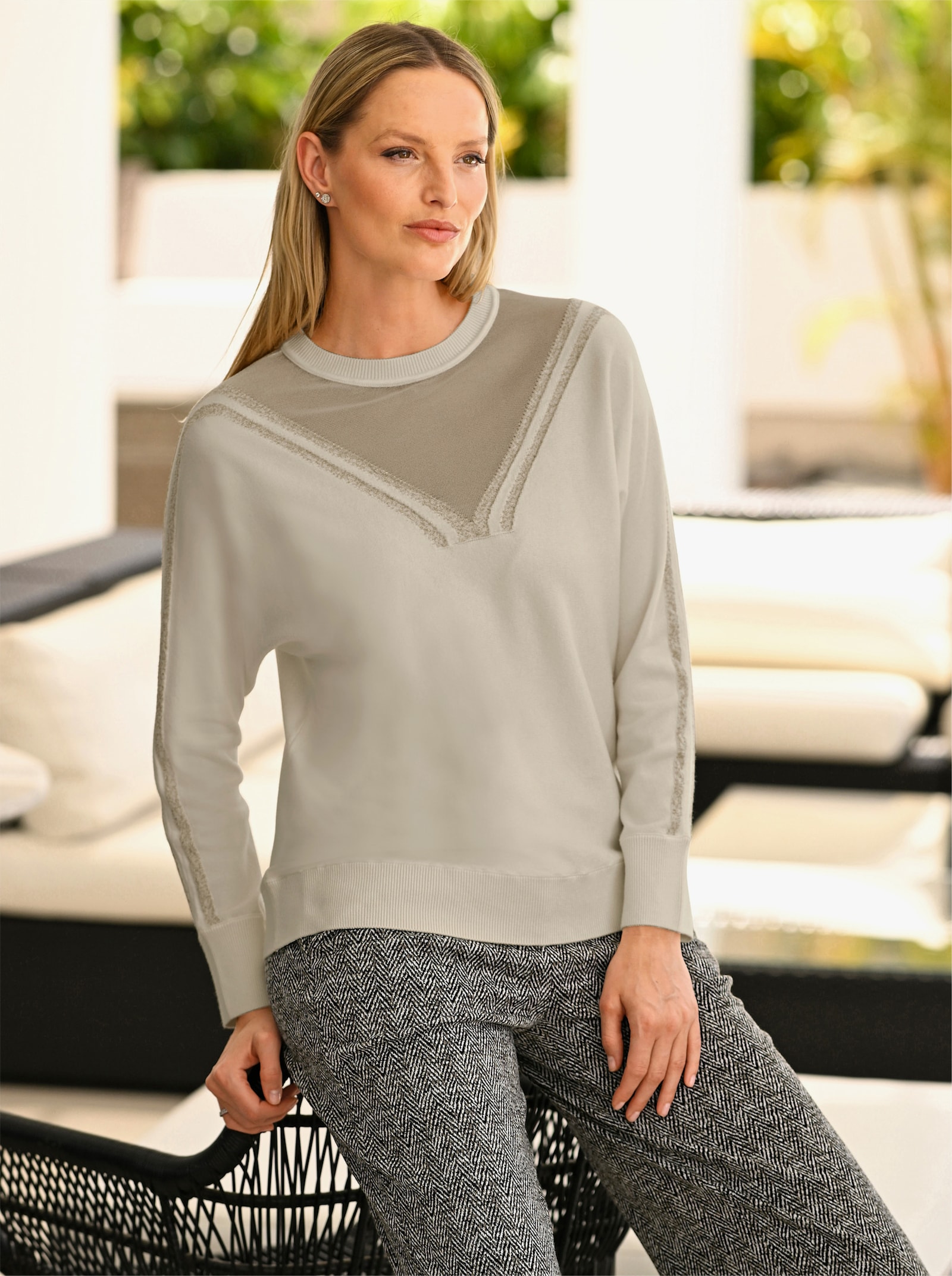 heine Langarm-Pullover mit Fledermausärmeln - sand