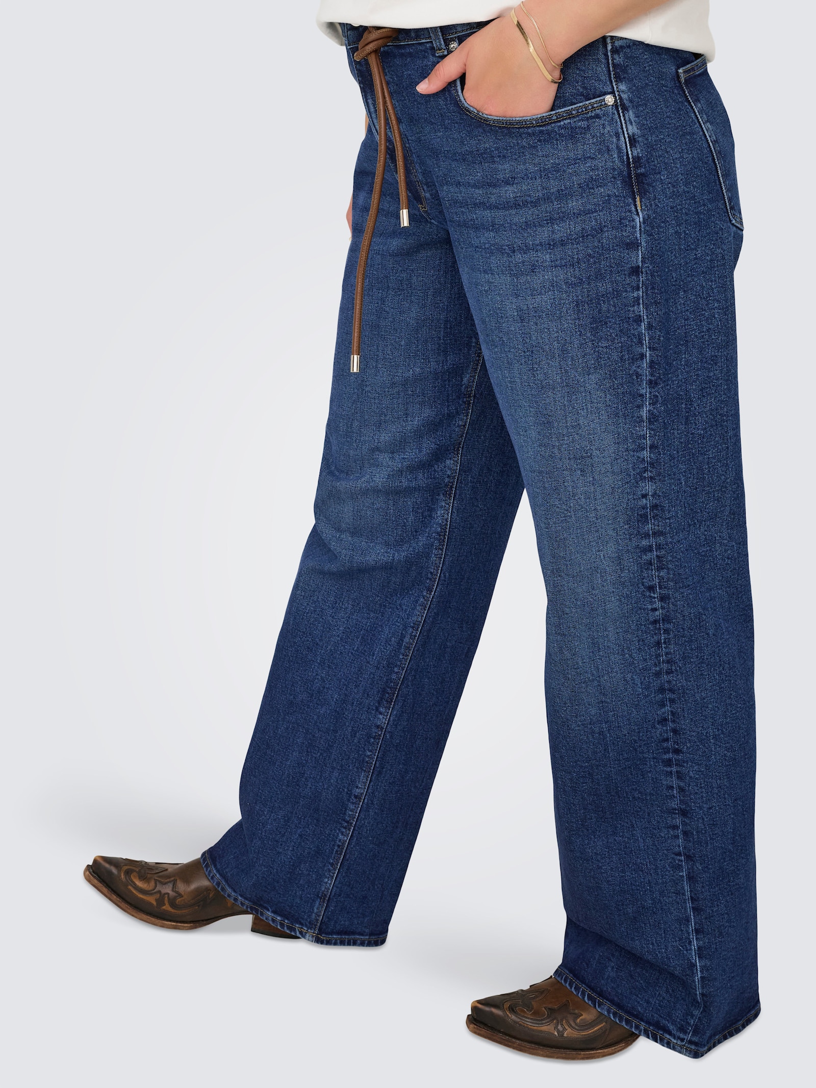 High-waist-Jeans - dark blue denim