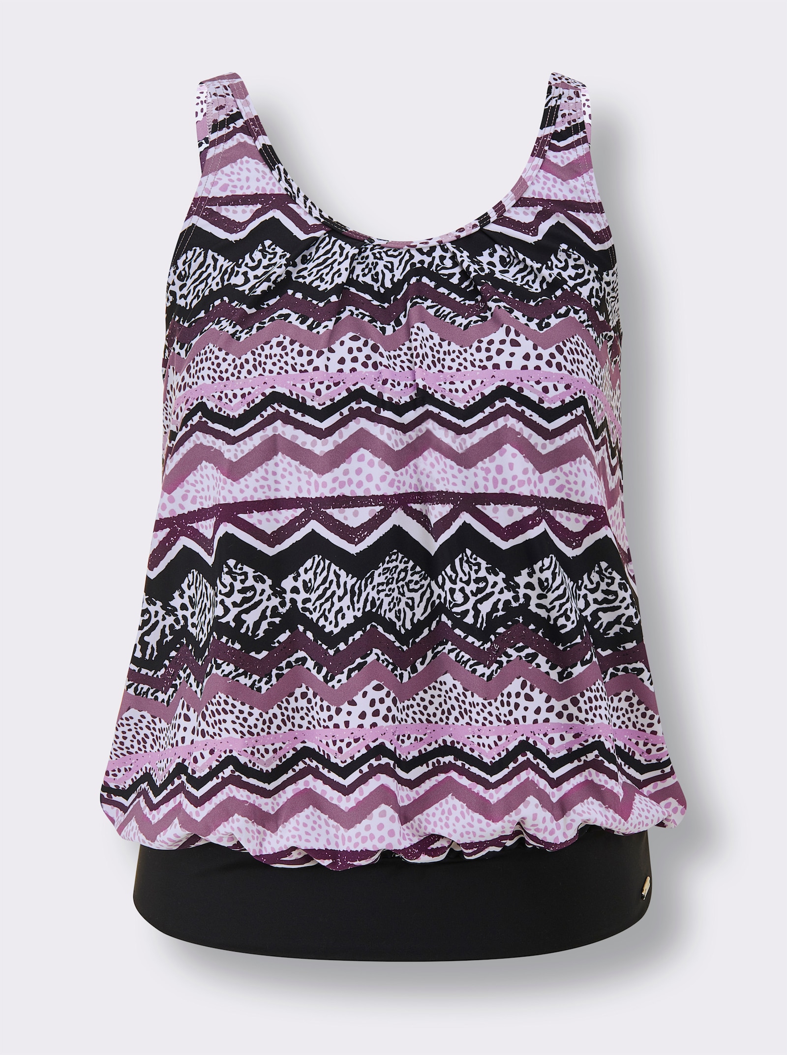 feel good Haut de tankini au motif zigzag - violet-noir imprimé