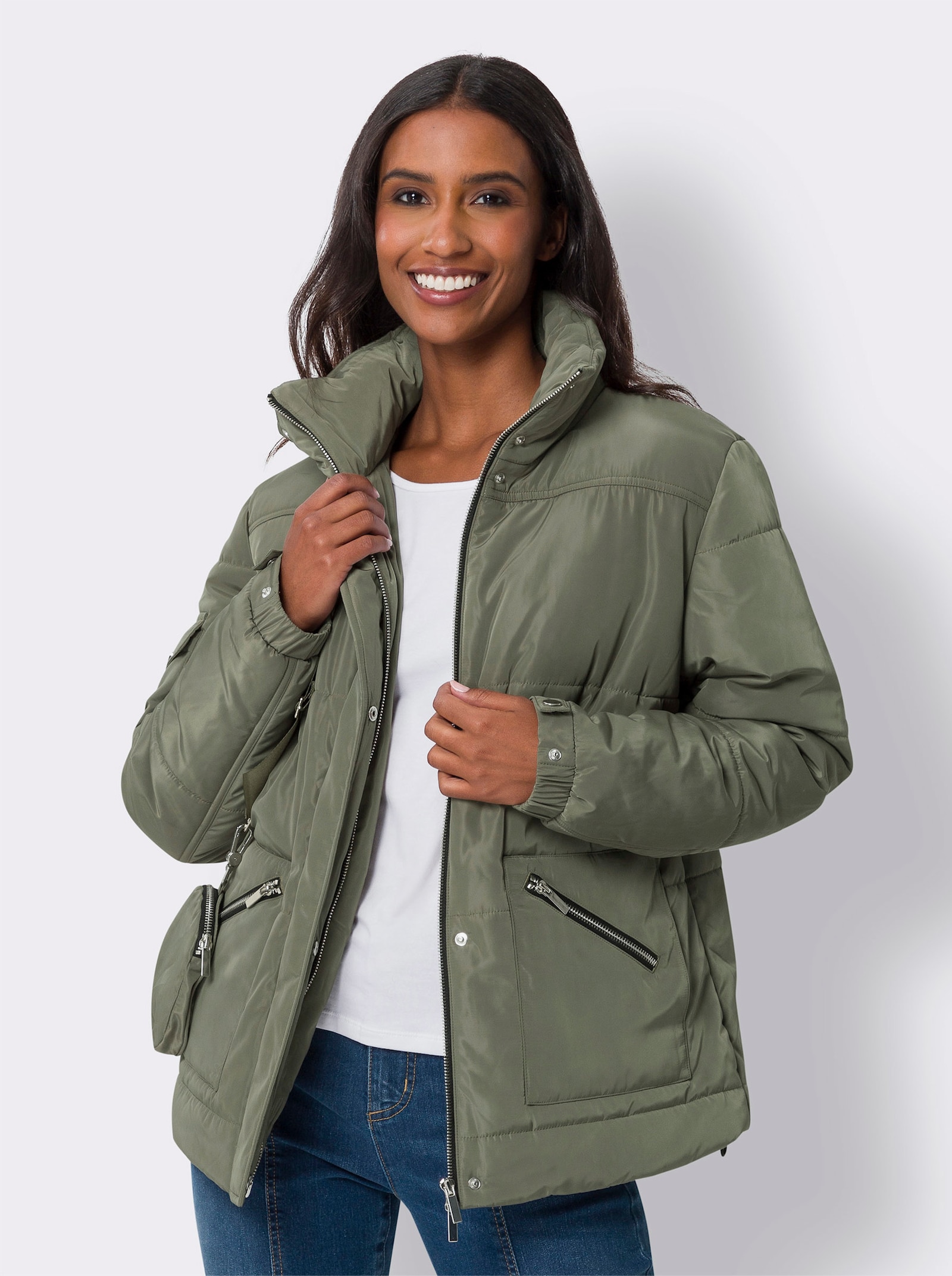 heine Steppjacke mit 2-Wege-Zipper - khaki