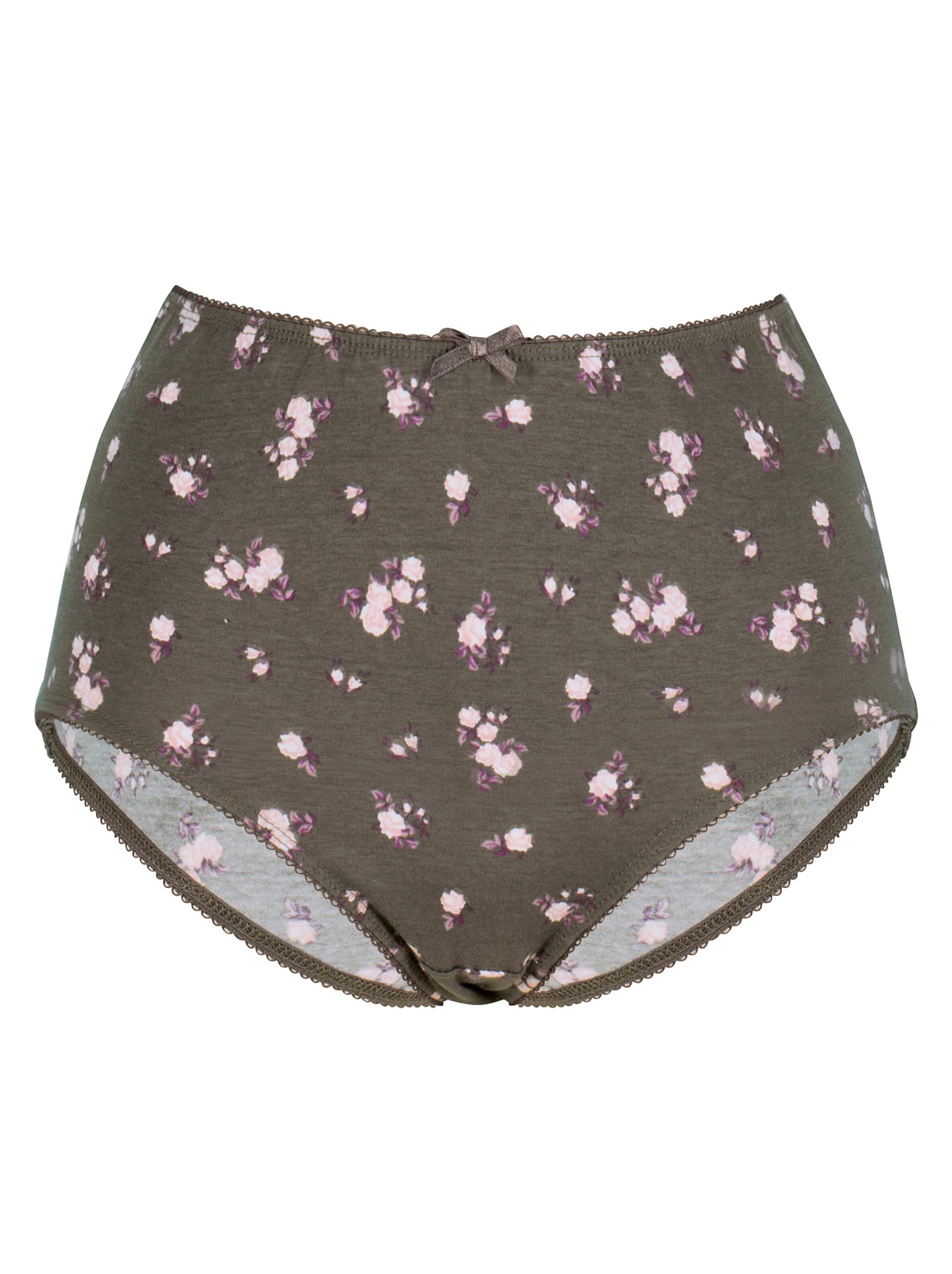 wäschepur Taillenslip - 2x oliv-bedruckt + bordeaux + mauve