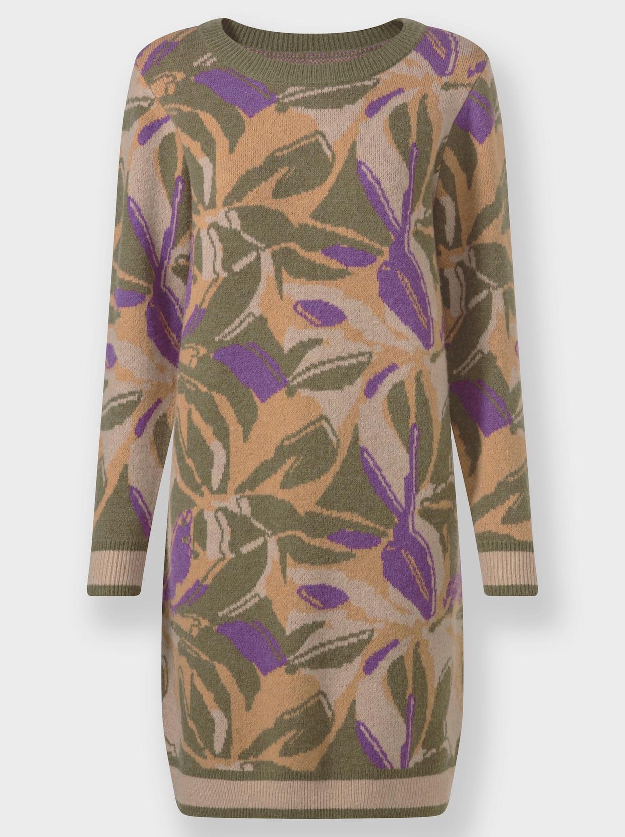 heine Strickkleid - beige-khaki-gemustert