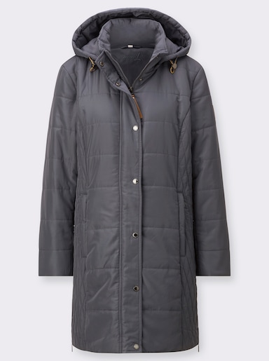 Longjacke mit abzippbarer Kapuze - anthrazit