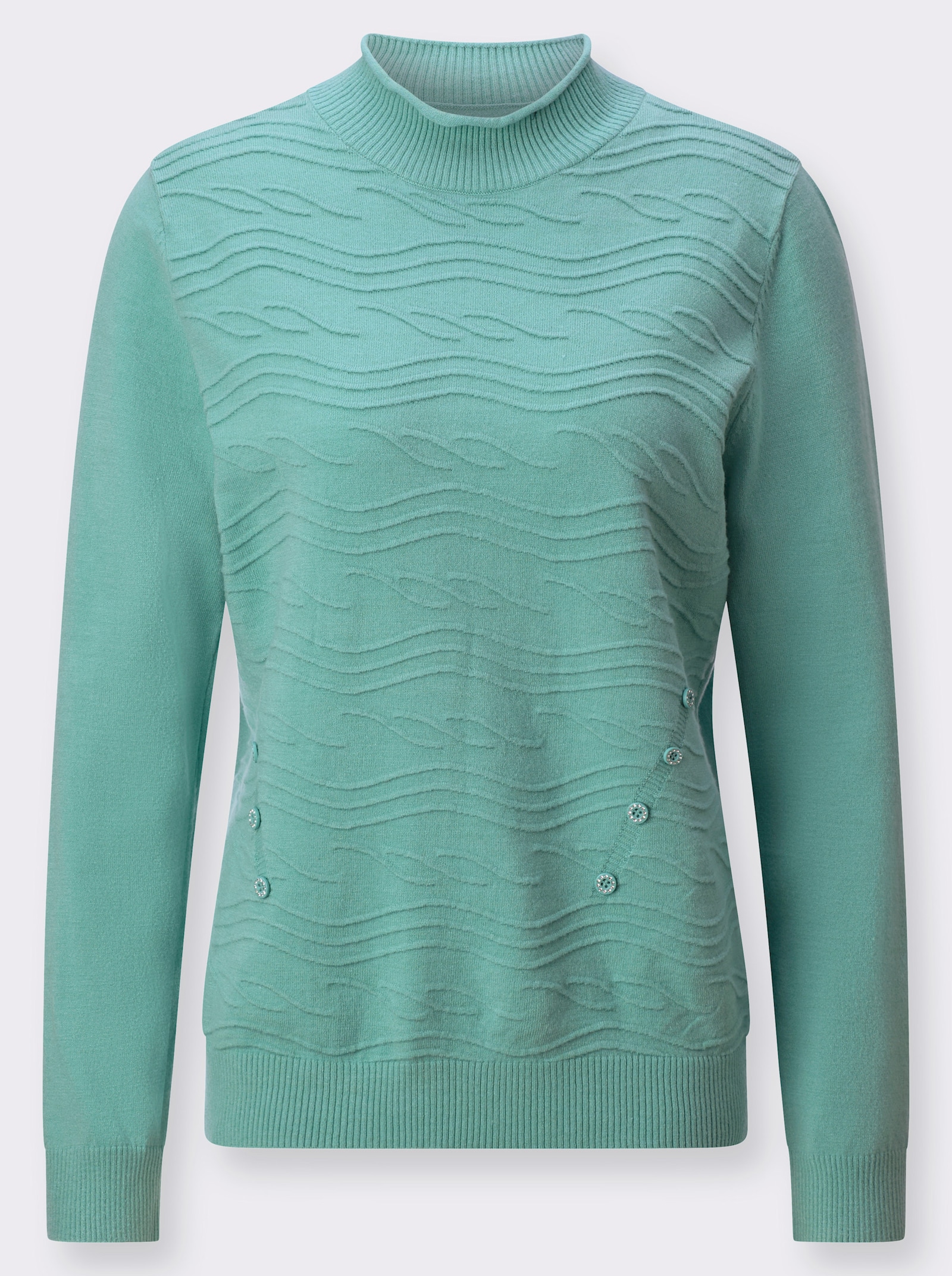 Stehkragenpullover mit Rollrand - salbei