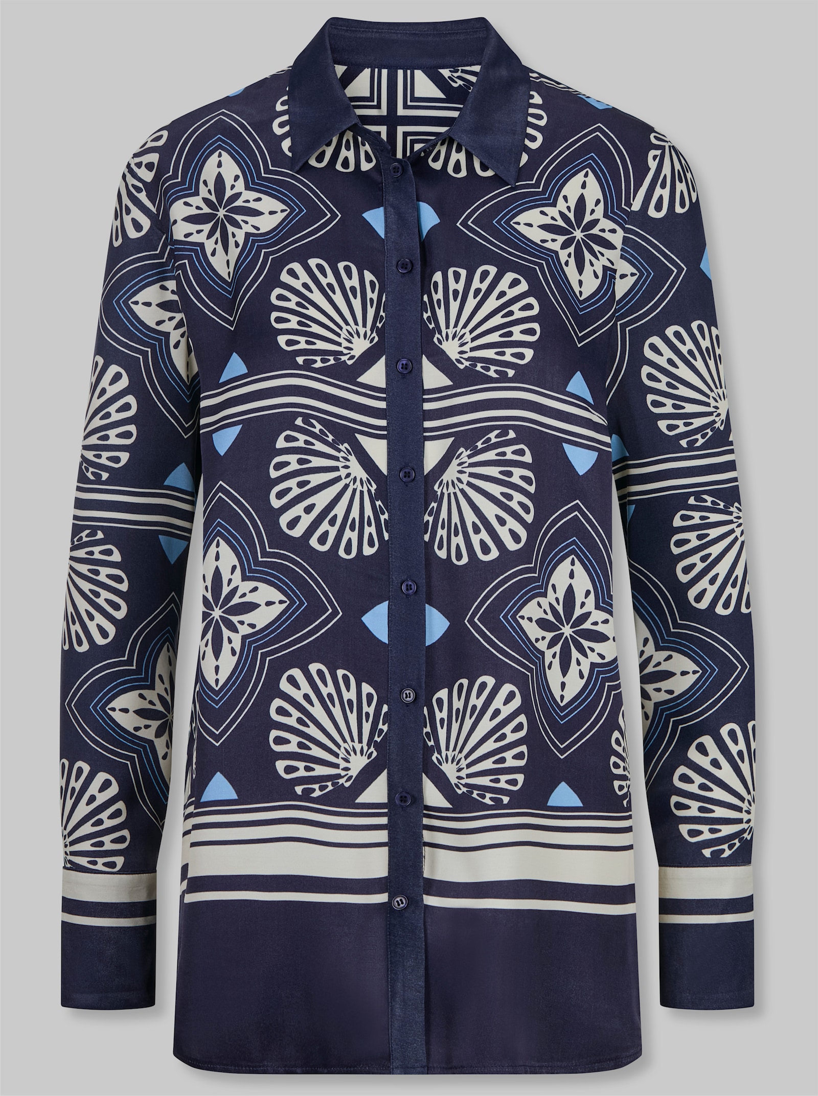 heine Druckbluse mit Bordürenprint - marine-champagner-bedruckt