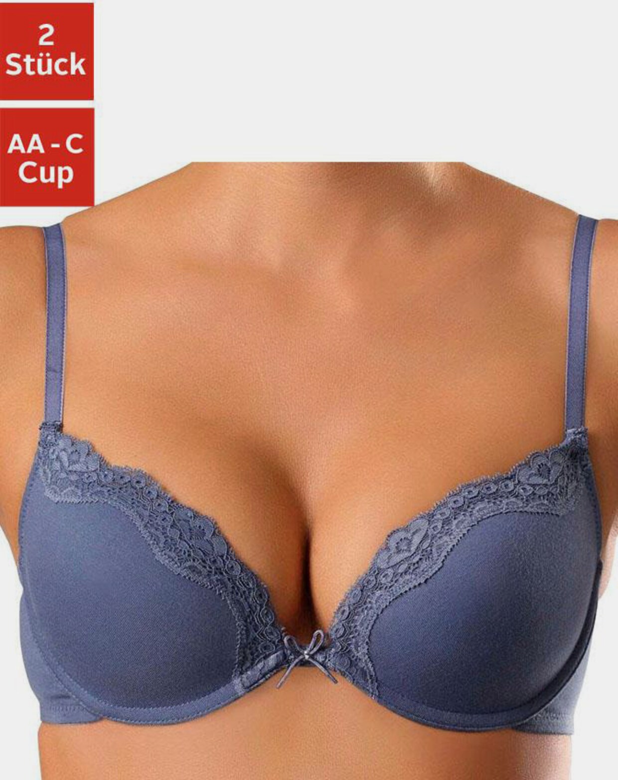 petite fleur Push-up-BH - blau+creme