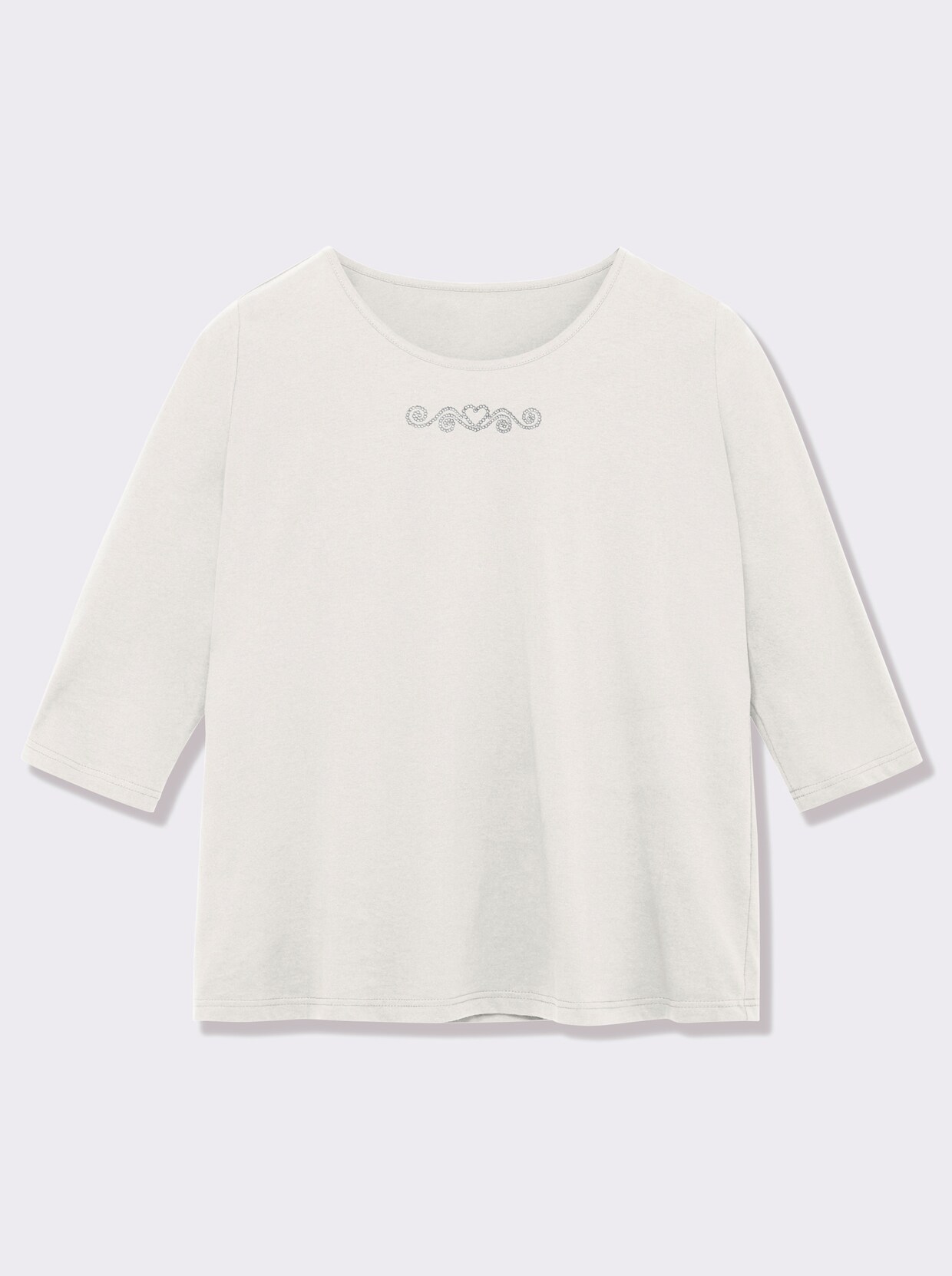 3/4-Arm-Shirt mit Ziersteinchen - ecru