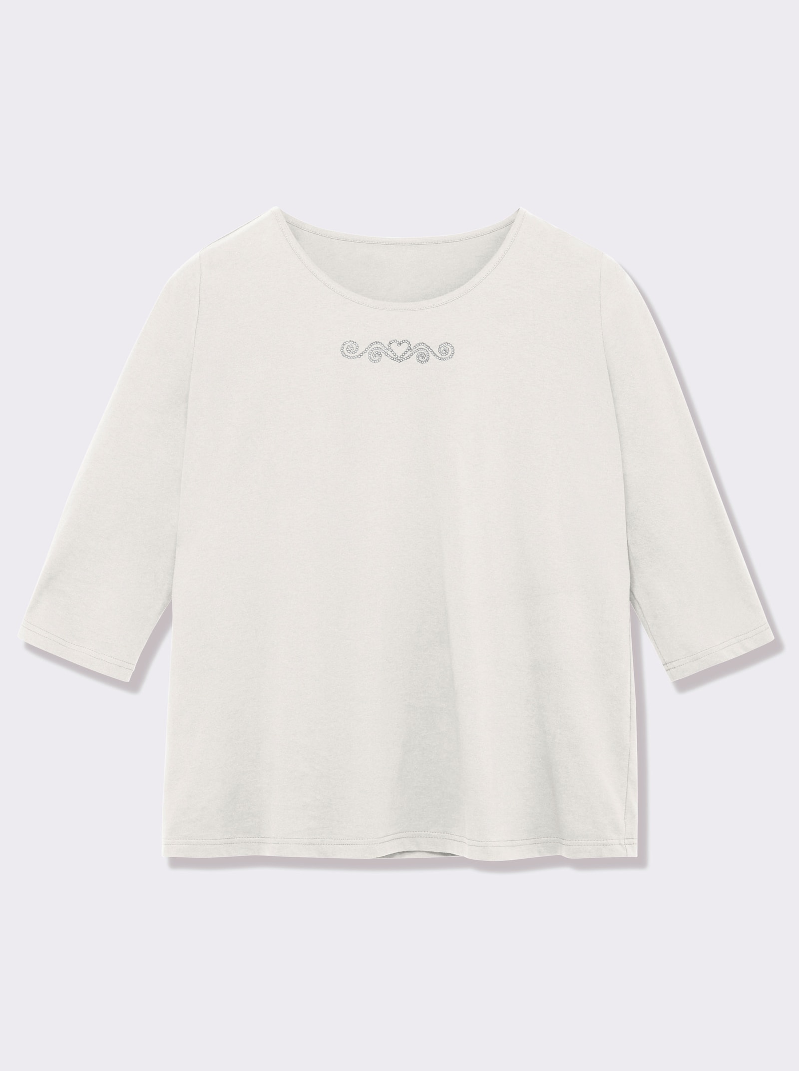 3/4-Arm-Shirt mit Ziersteinchen - ecru