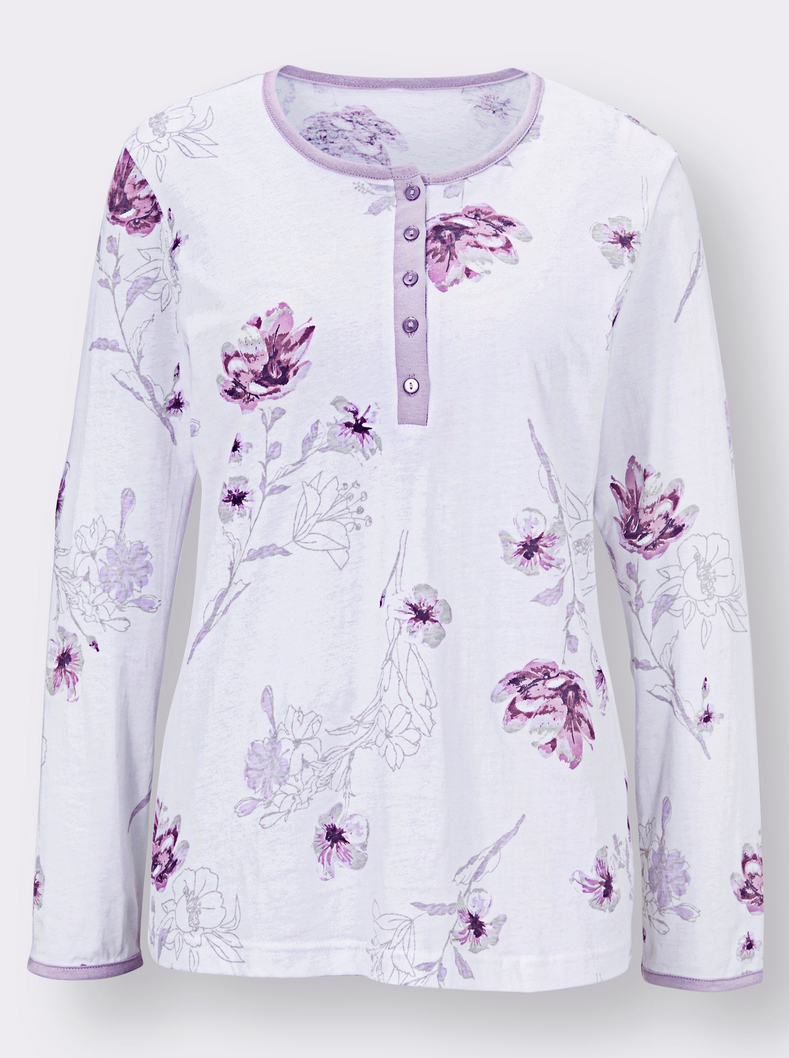 wäschepur Schlafanzug aus reiner Baumwolle - ecru-flieder