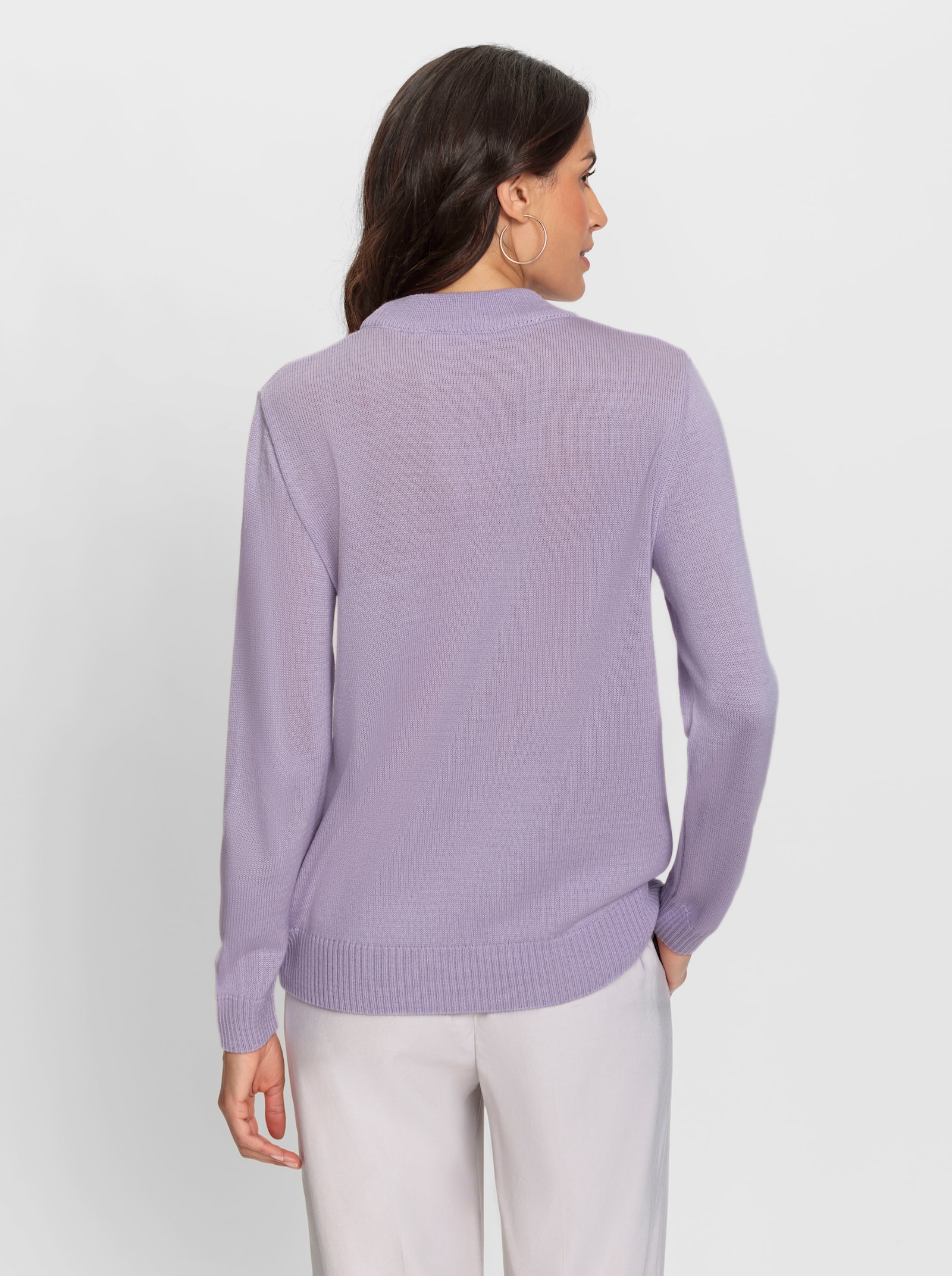 Stehkragenpullover in Feinstrick-Qualität - flieder