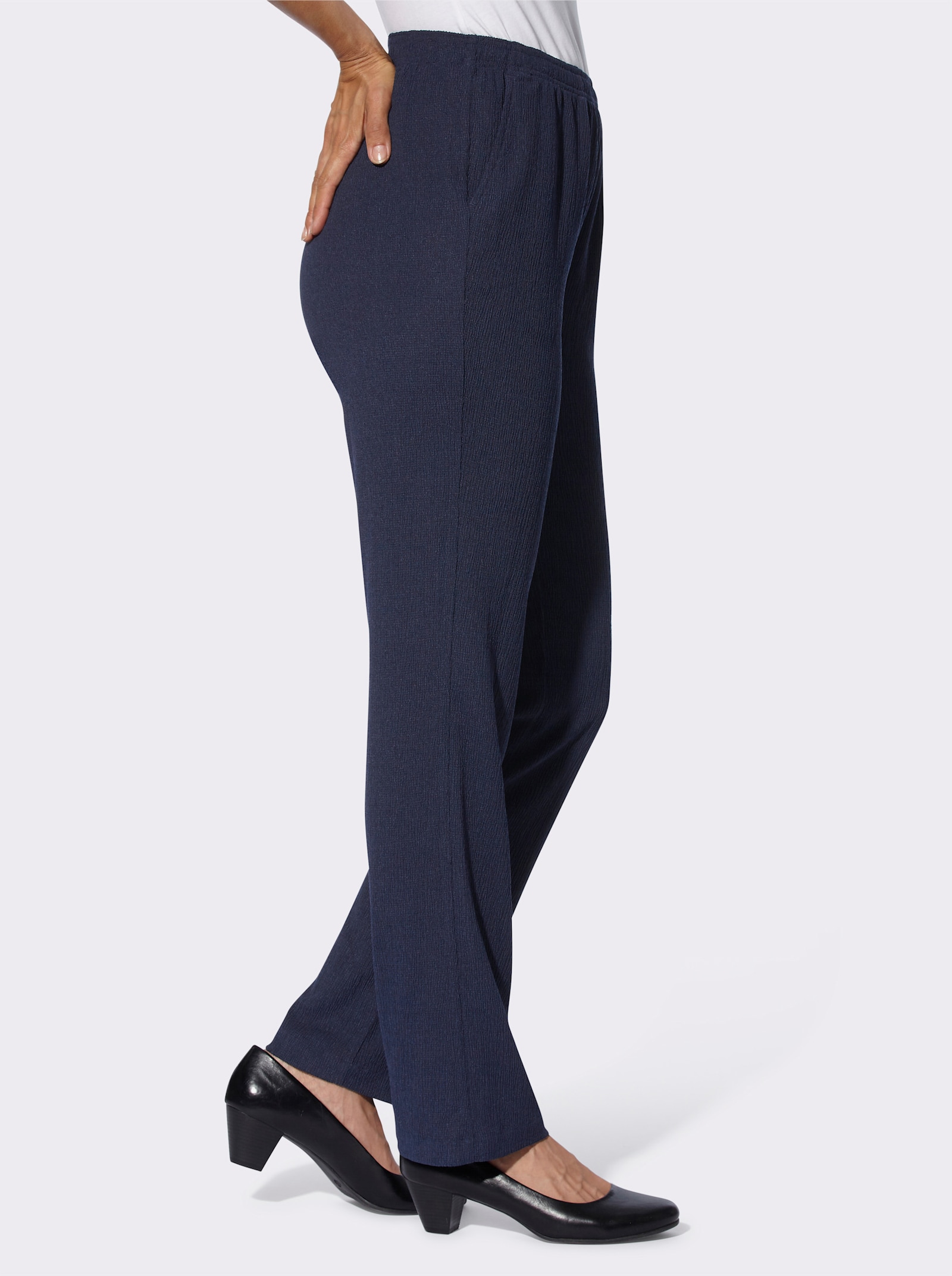 Navlékací kalhoty z krepu - námořnická modrá