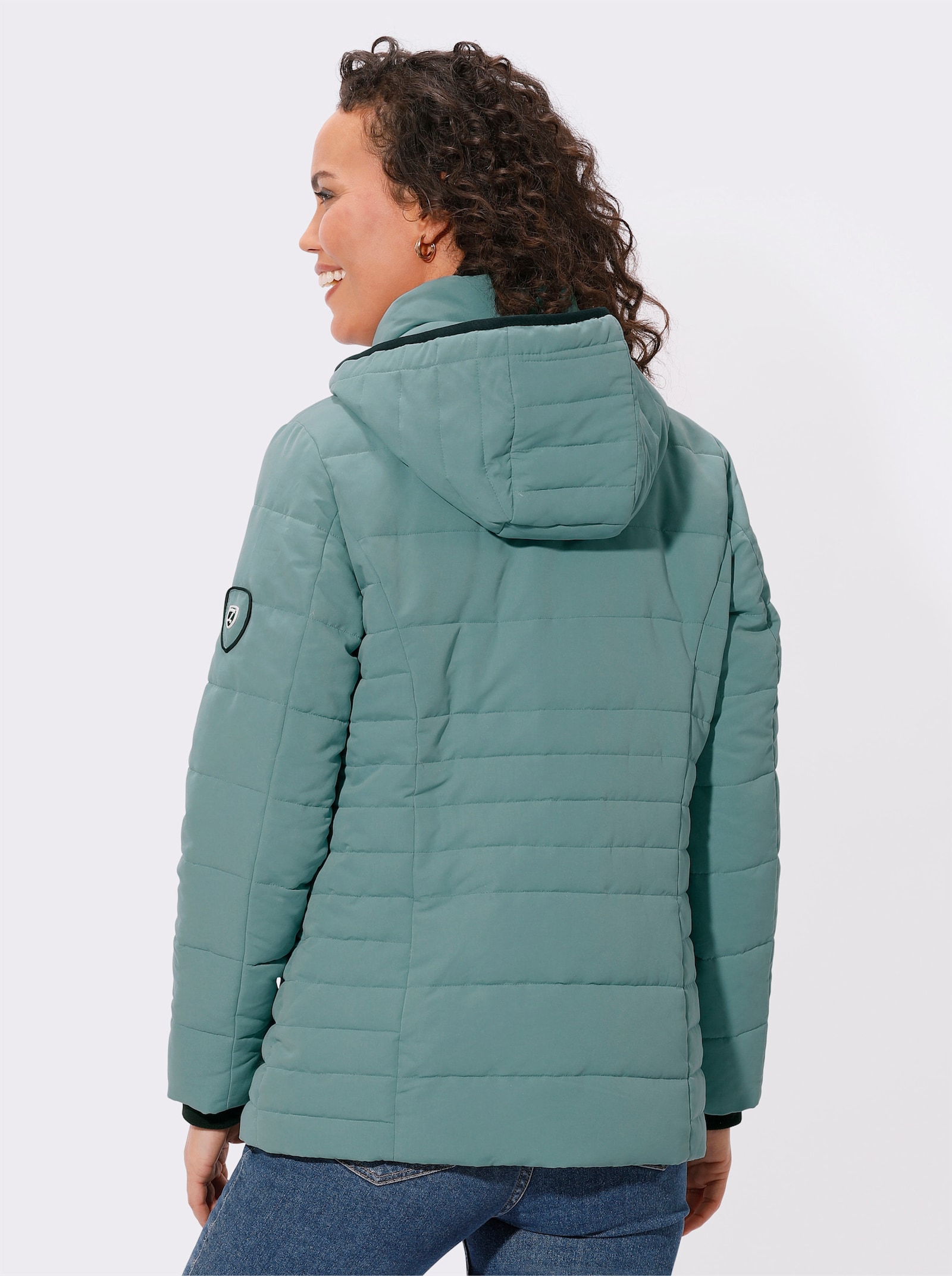 Steppjacke mit Ripsband-Verzierung - jade