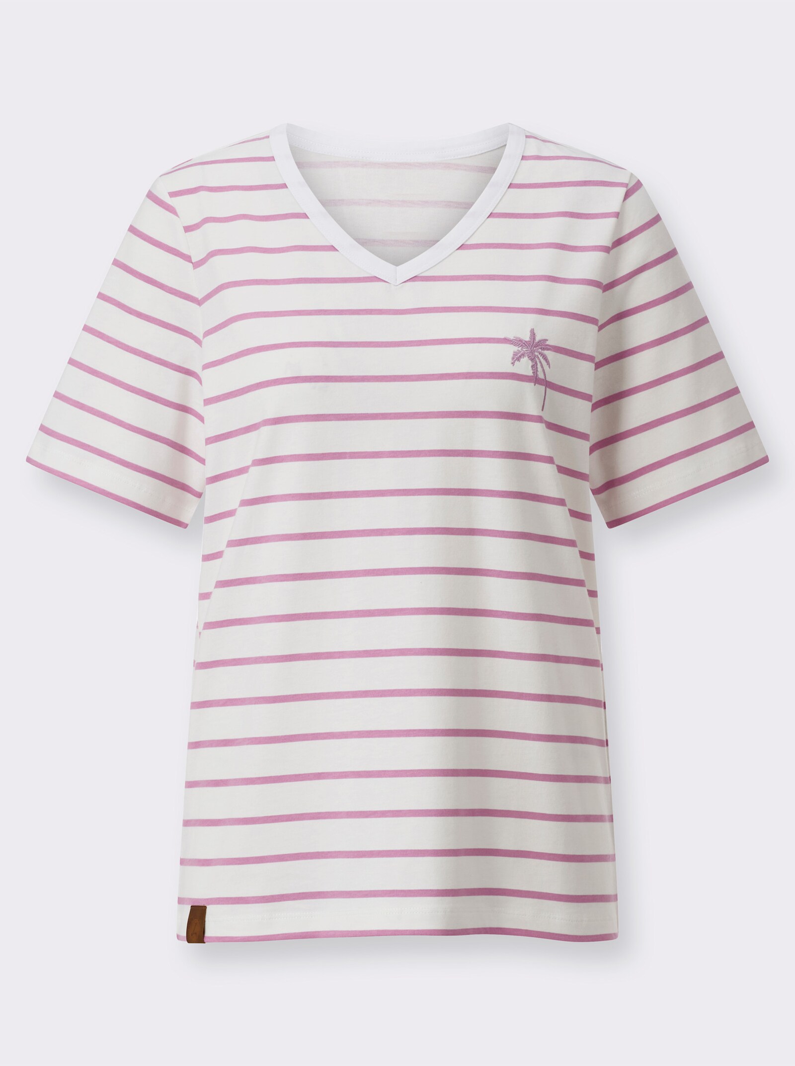 Tričko s výšivkou, pruhy - orch.-svetlobéž. pruhy