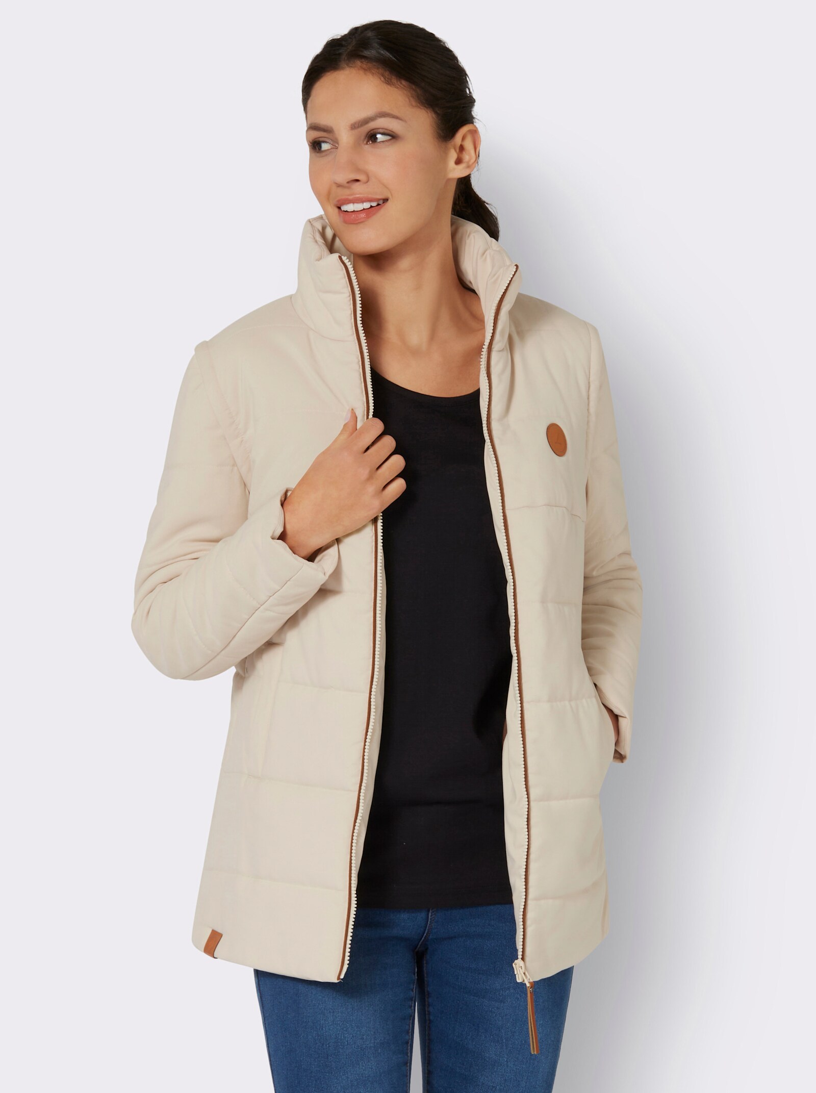 2-in-1-Jacke mit Kontrast-Futter - sand