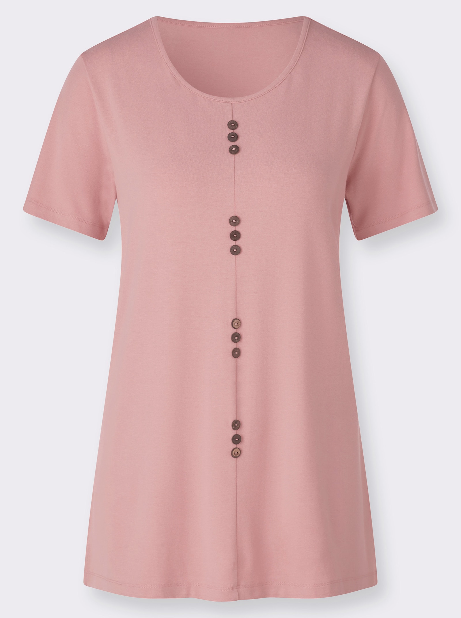 Longshirt mit Zierknöpfen - rosenquarz