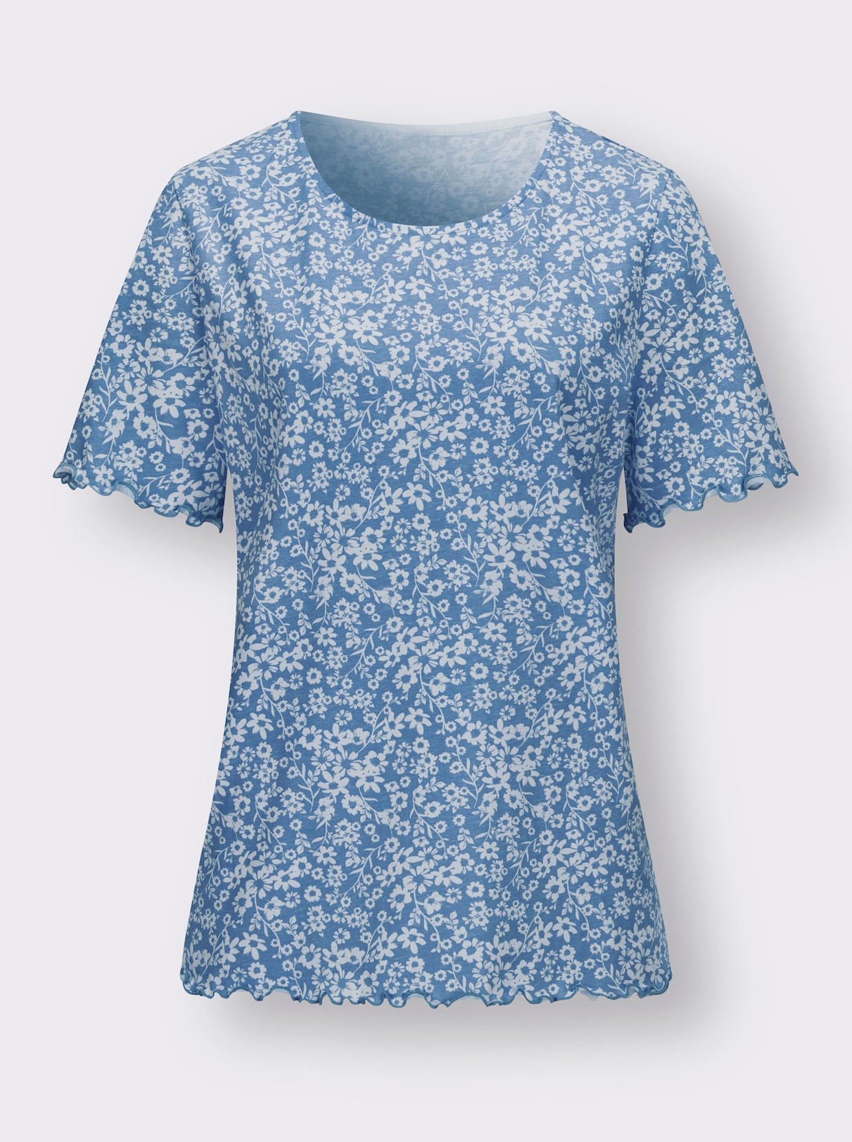 Shirt met korte mouwen - middenblauw/ecru bedrukt