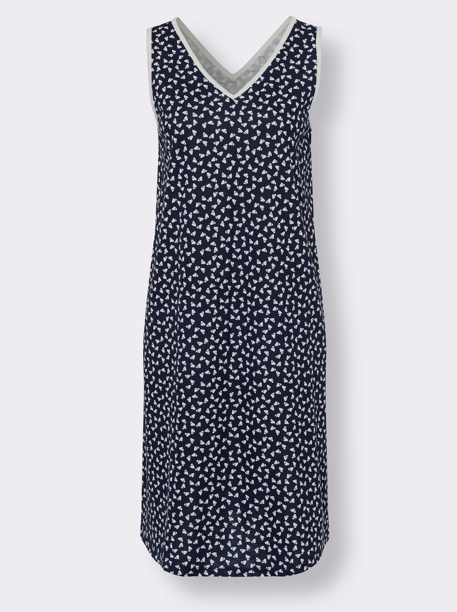 Nachthemd in A-lijn - marine/wit geprint