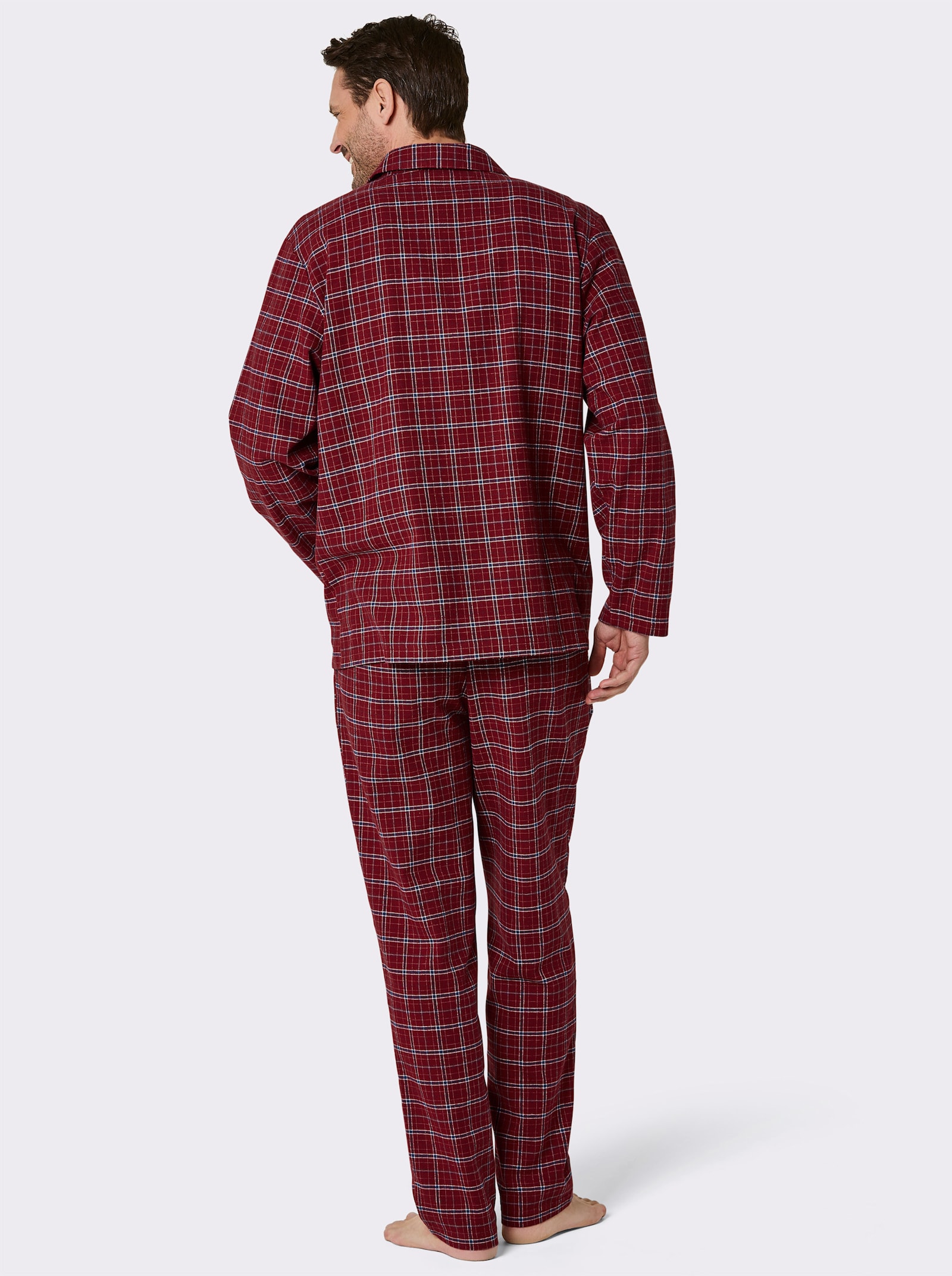 wäschepur men Pyjama - dunkelrot-dunkelblau-kariert