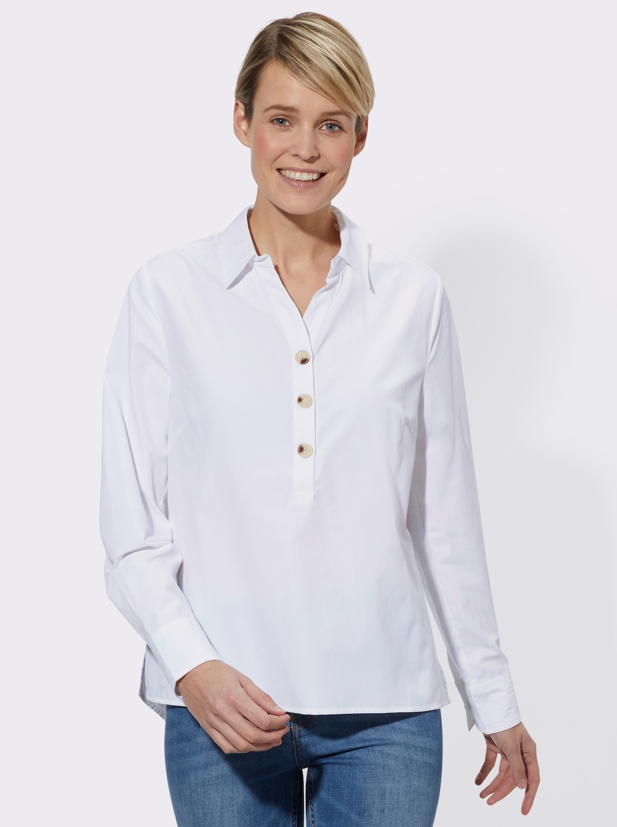 Blouse met lange mouwen - wolwit