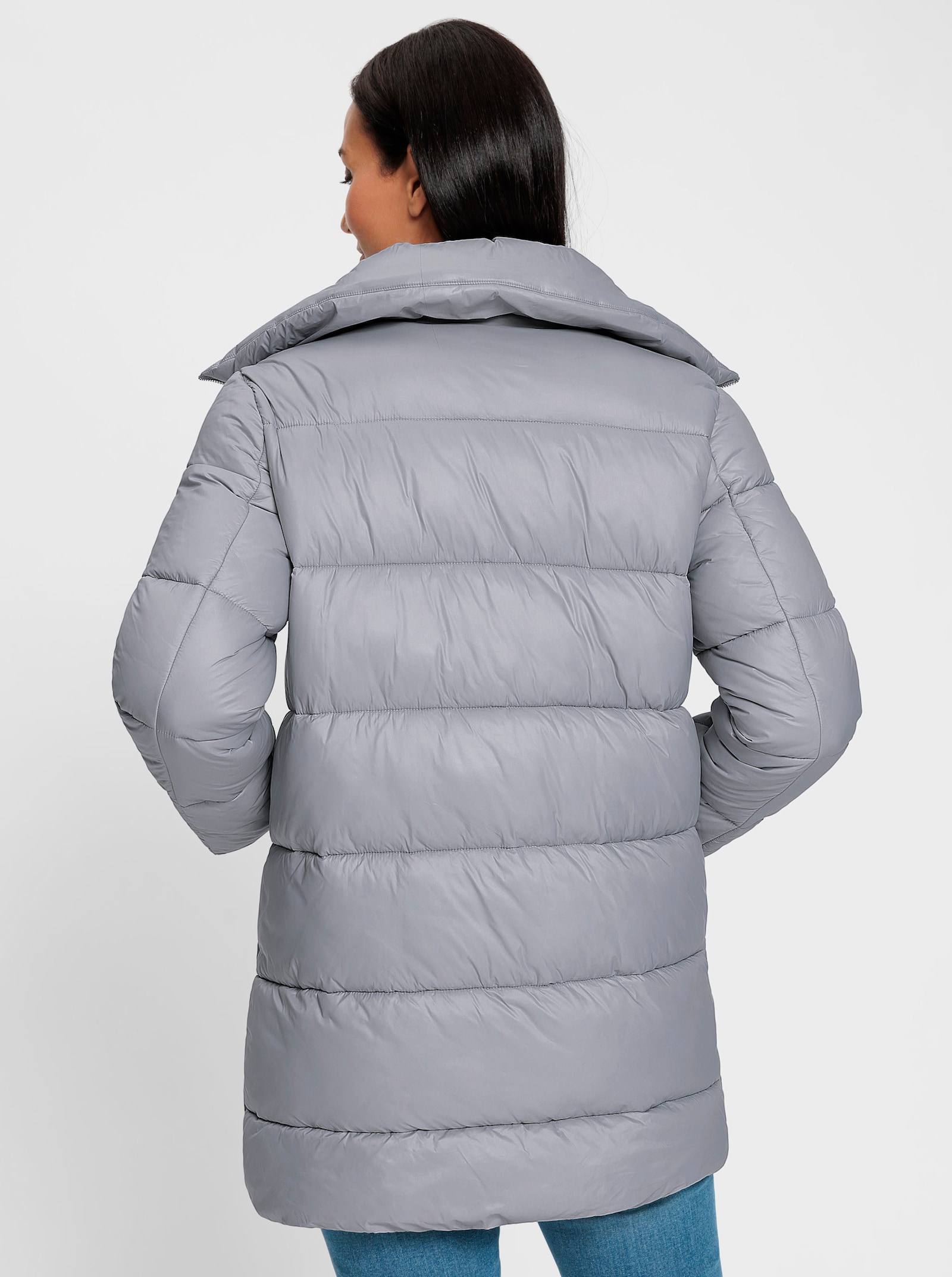 heine Steppmantel mit Druckknopf-Leiste, verdeckt - steingrau