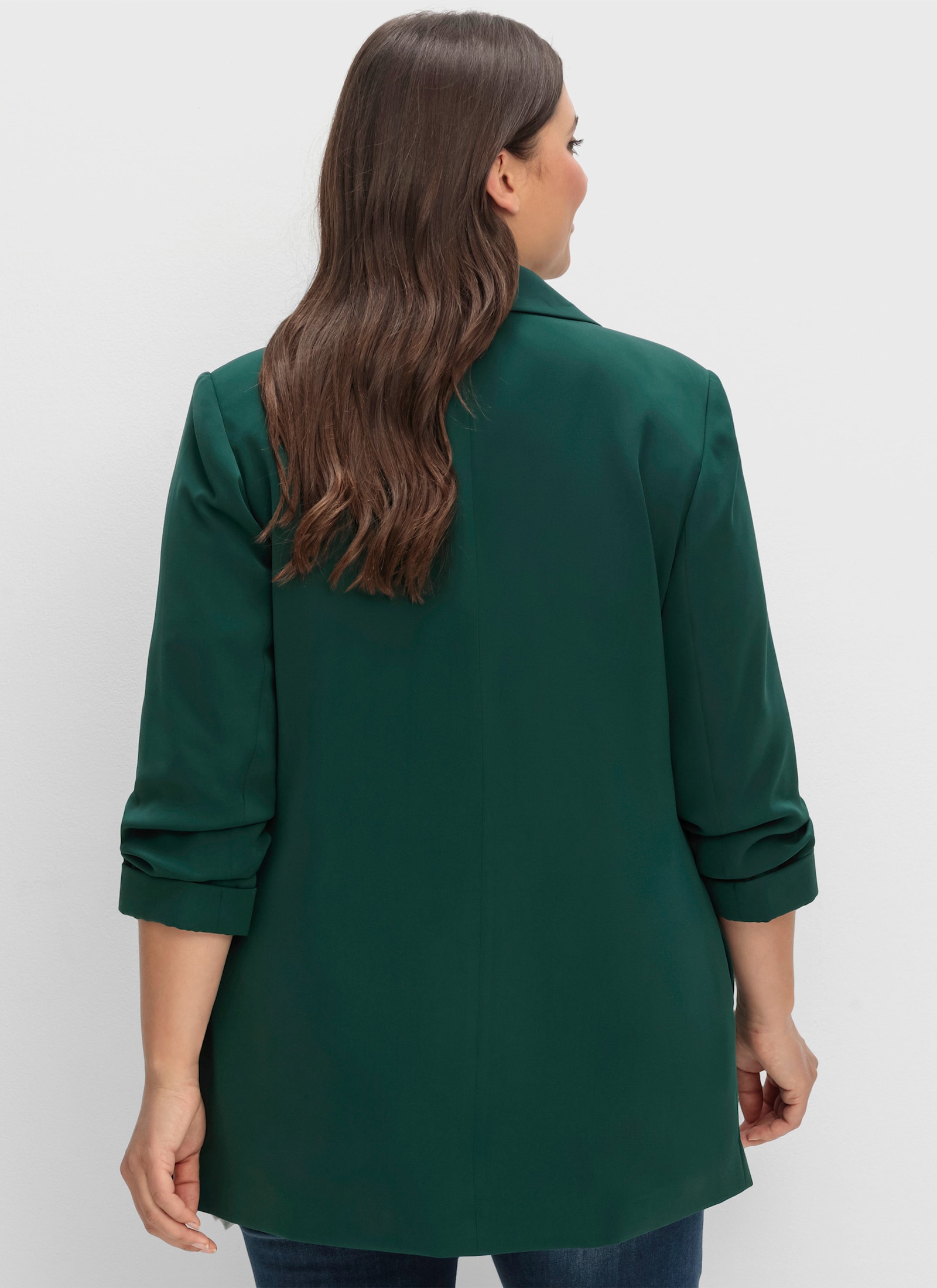 sheego Longblazer mit Schalkragen - tiefgrün