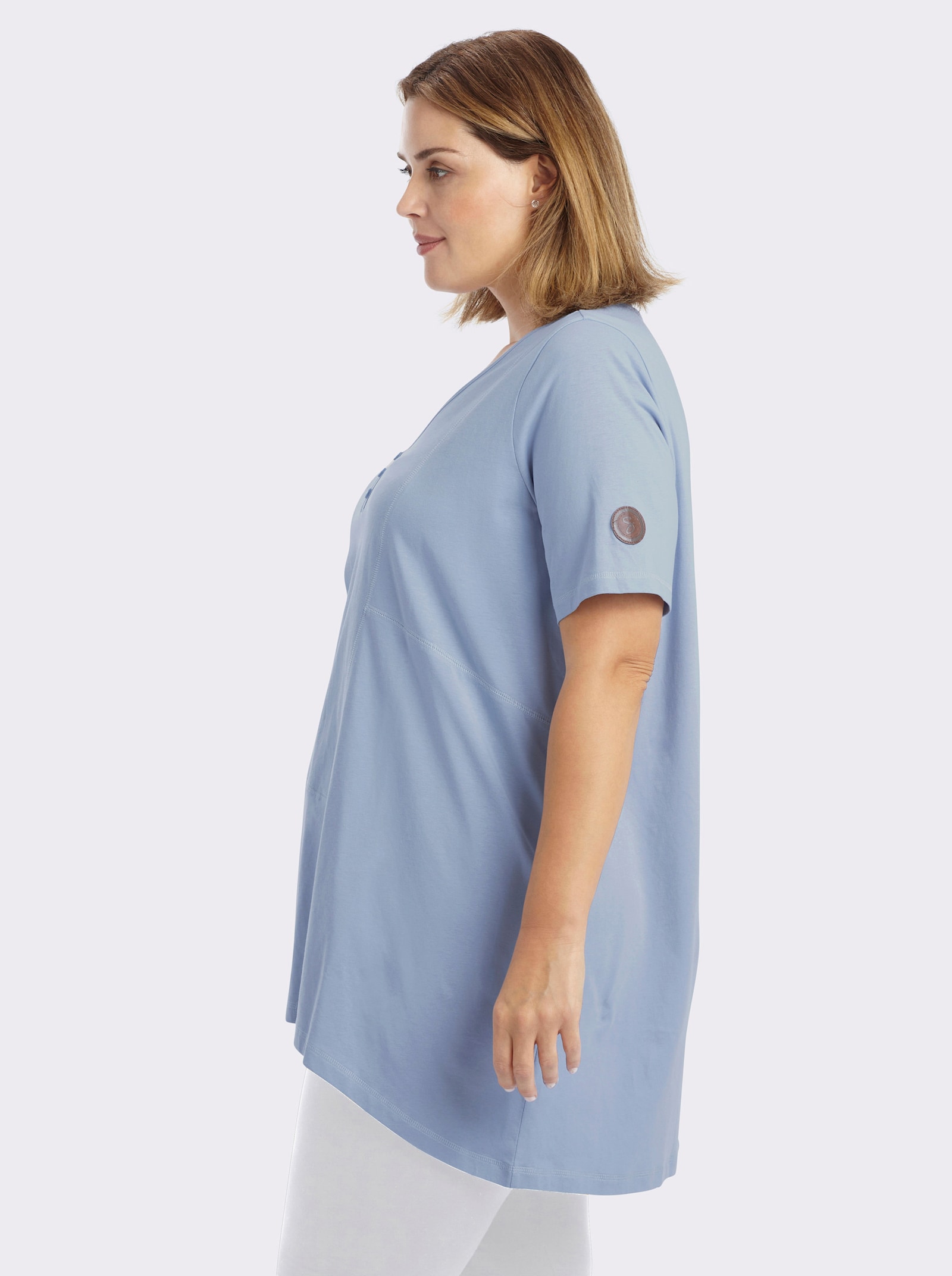 sheego Longshirt mit gerundetem Saum - bleu
