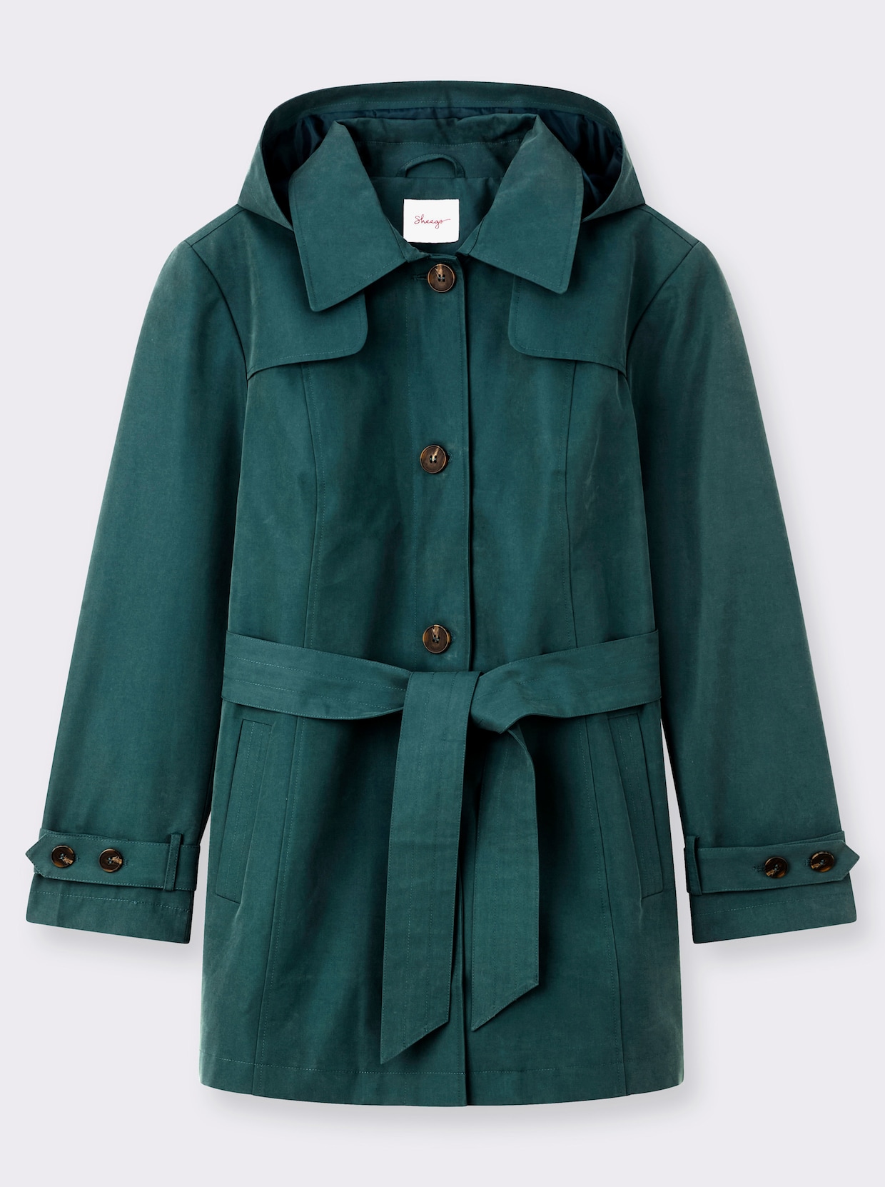 sheego Kapuzenjacke mit Umlegekragen - petrol